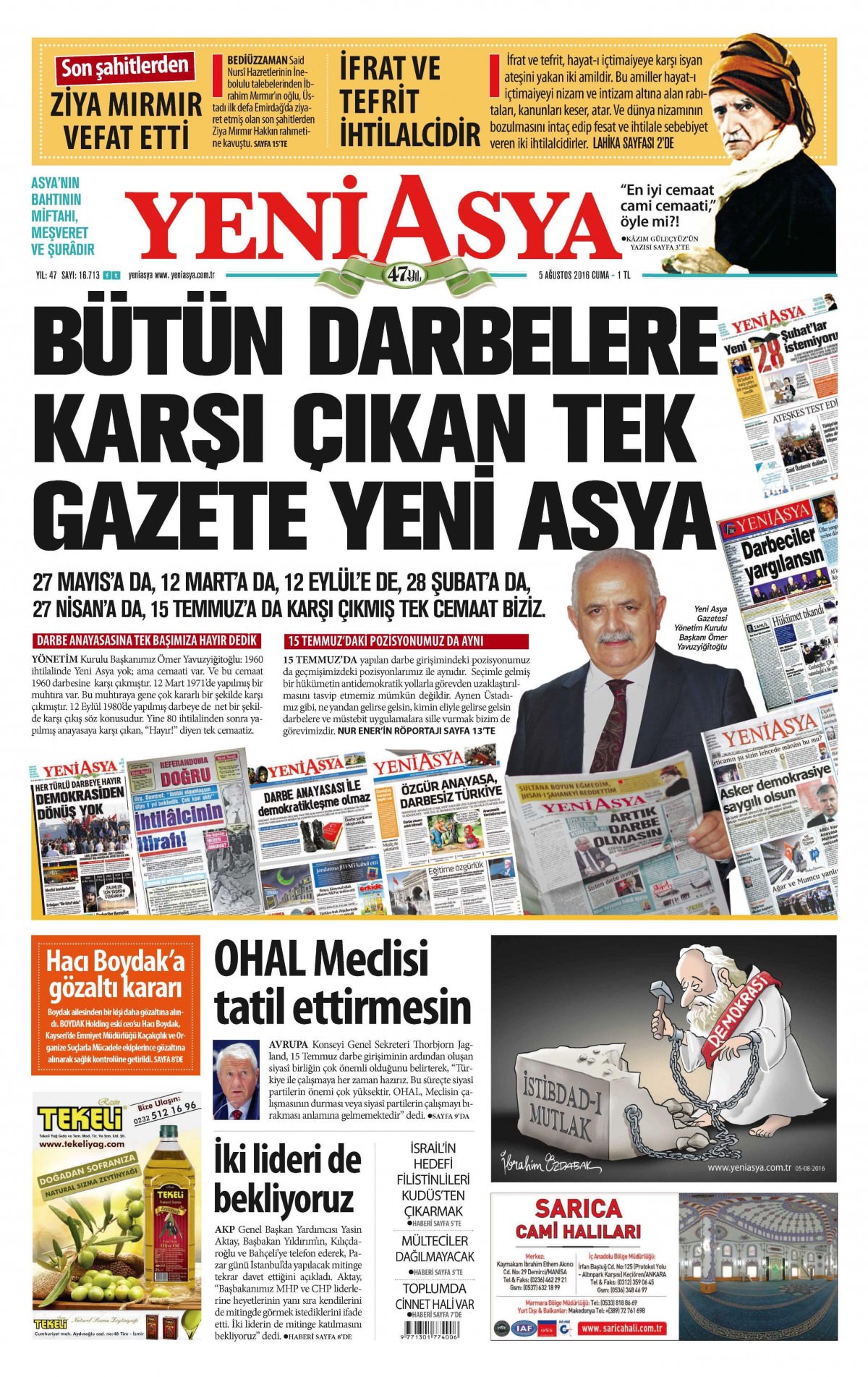 5 Ağustos 2016 gazete manşetleri - 854