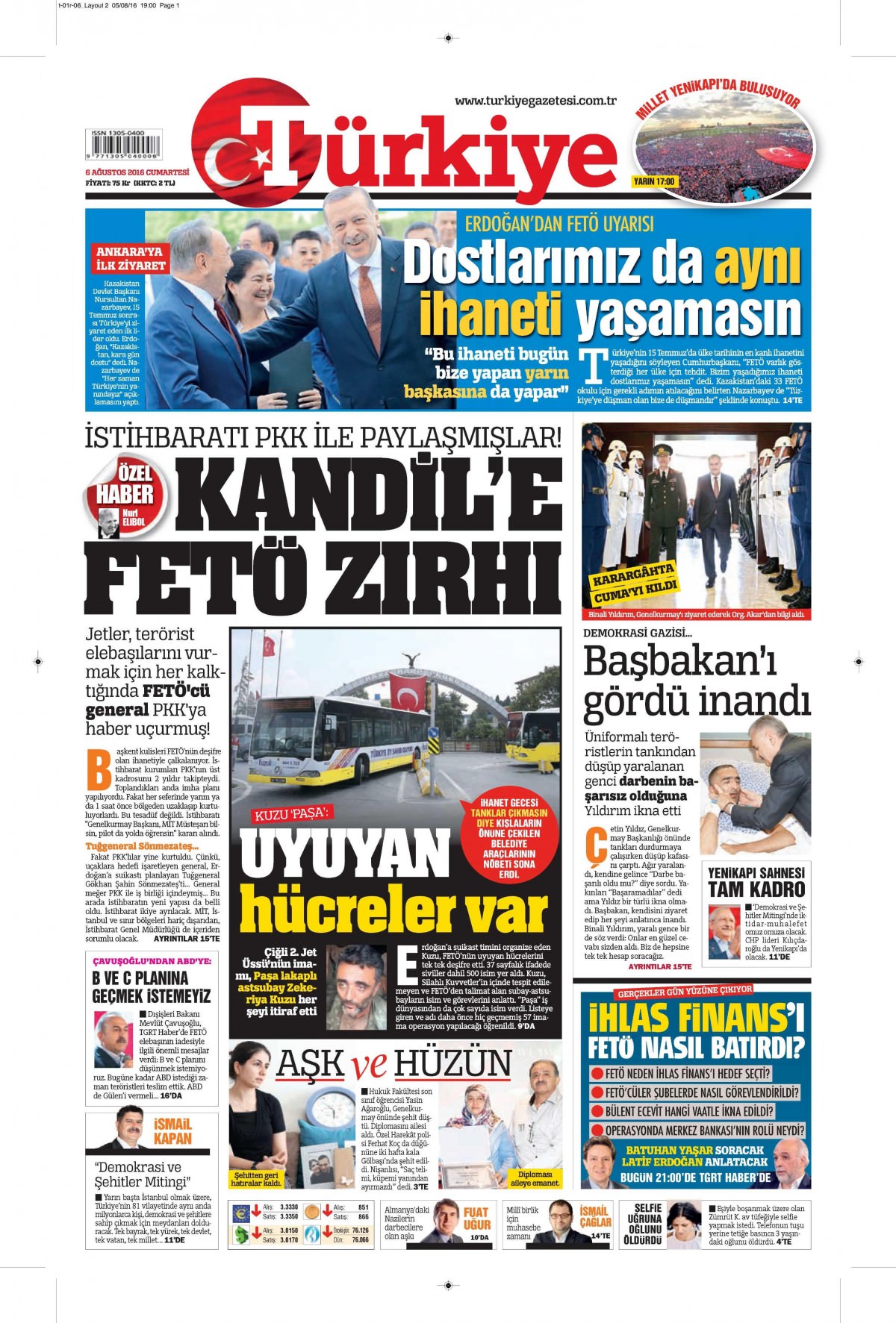 6 Ağustos 2016 gazete manşetleri - 15