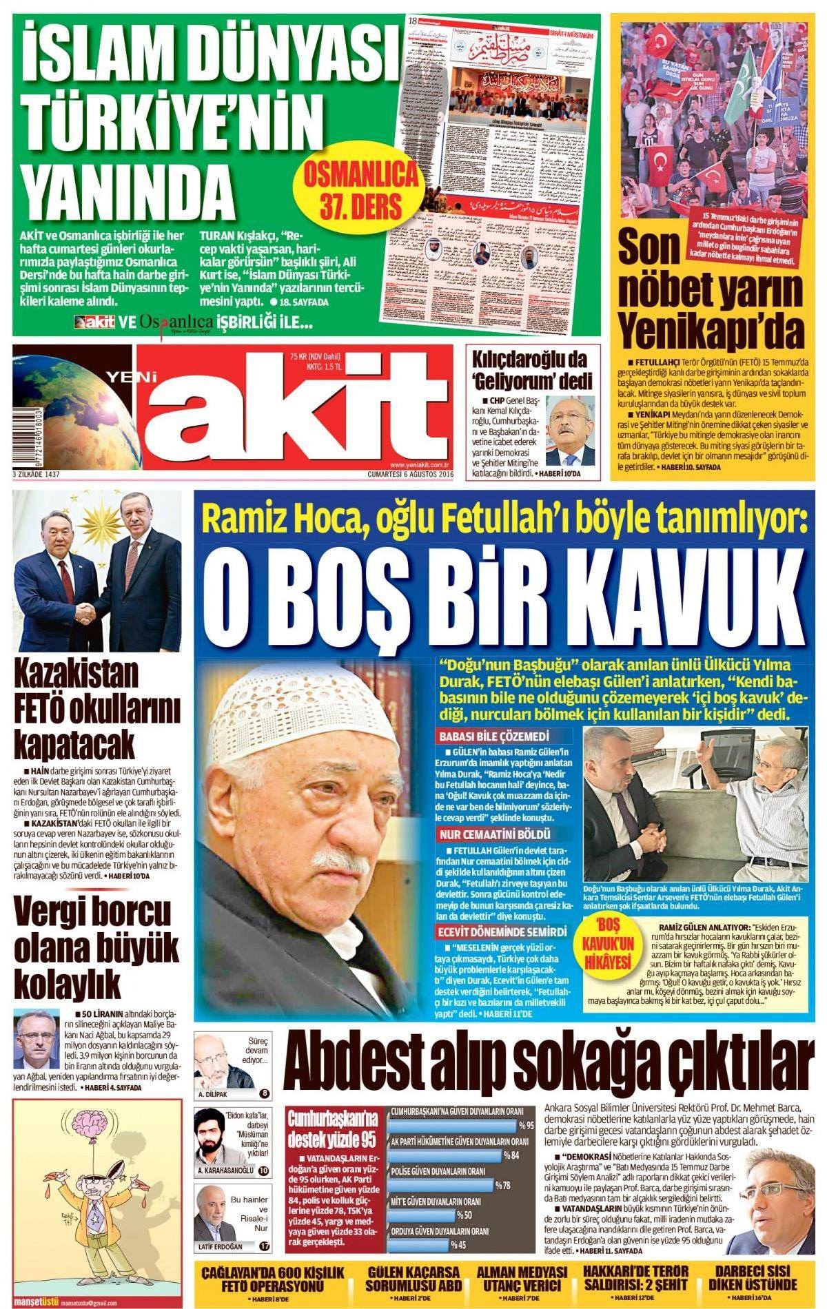 6 Ağustos 2016 gazete manşetleri - 9