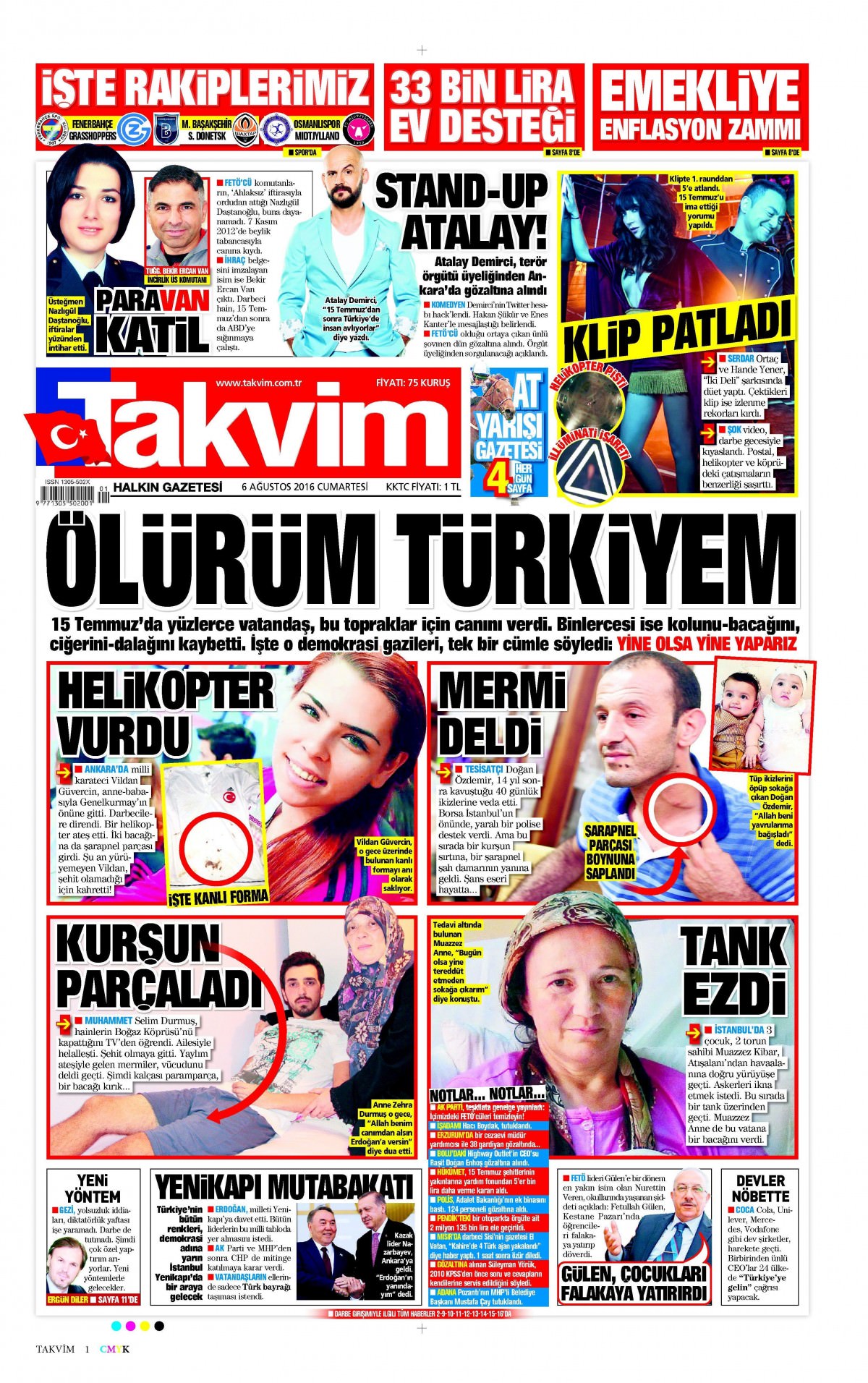 6 Ağustos 2016 gazete manşetleri - 25