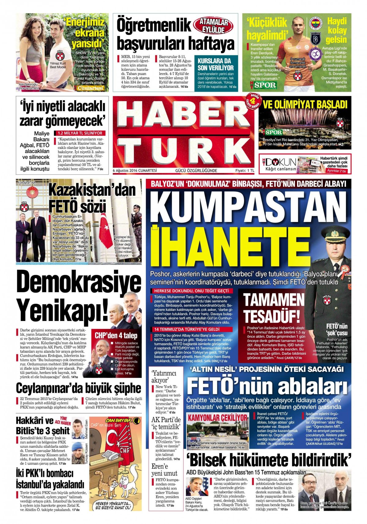 6 Ağustos 2016 gazete manşetleri - 20