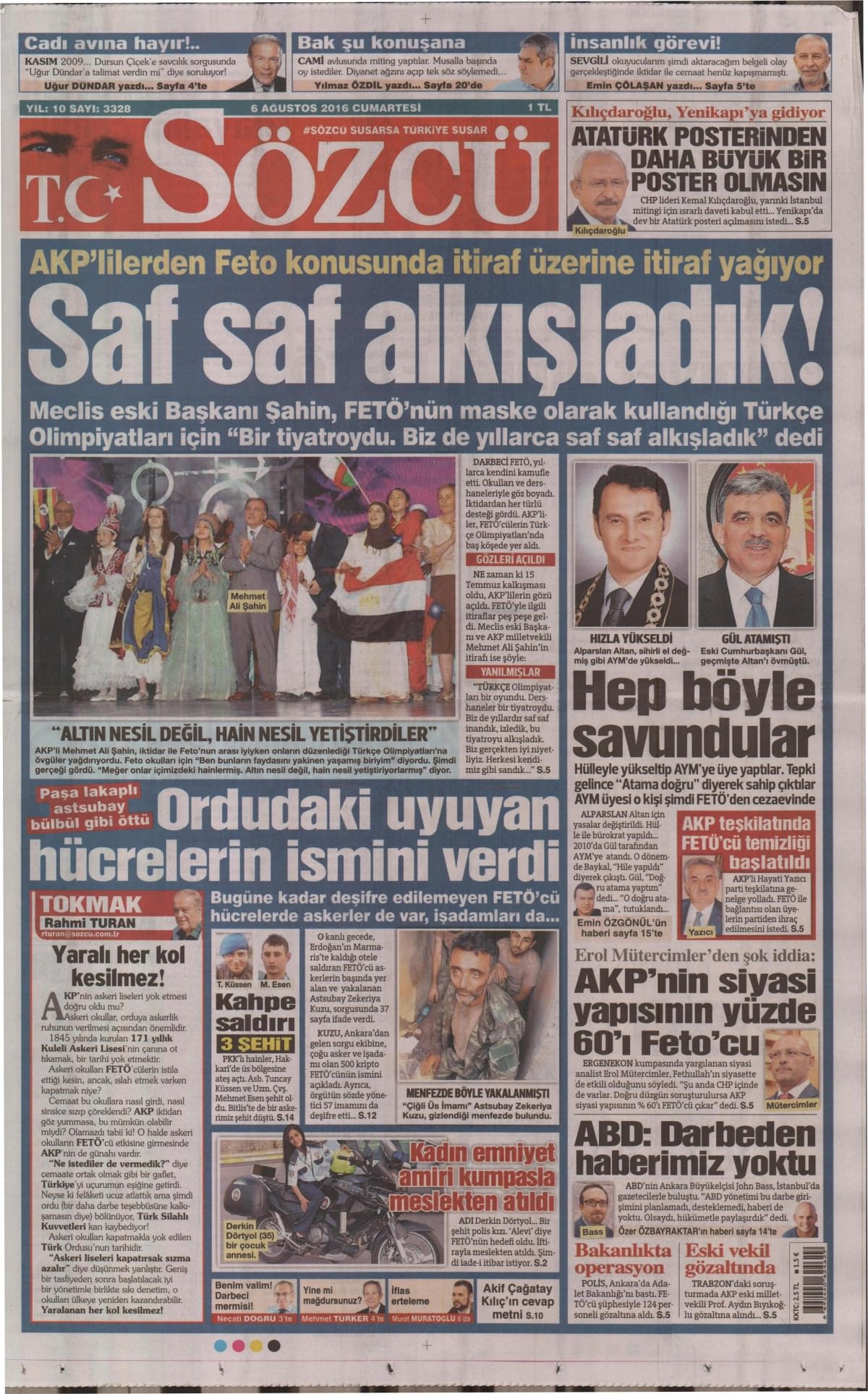 6 Ağustos 2016 gazete manşetleri - 2