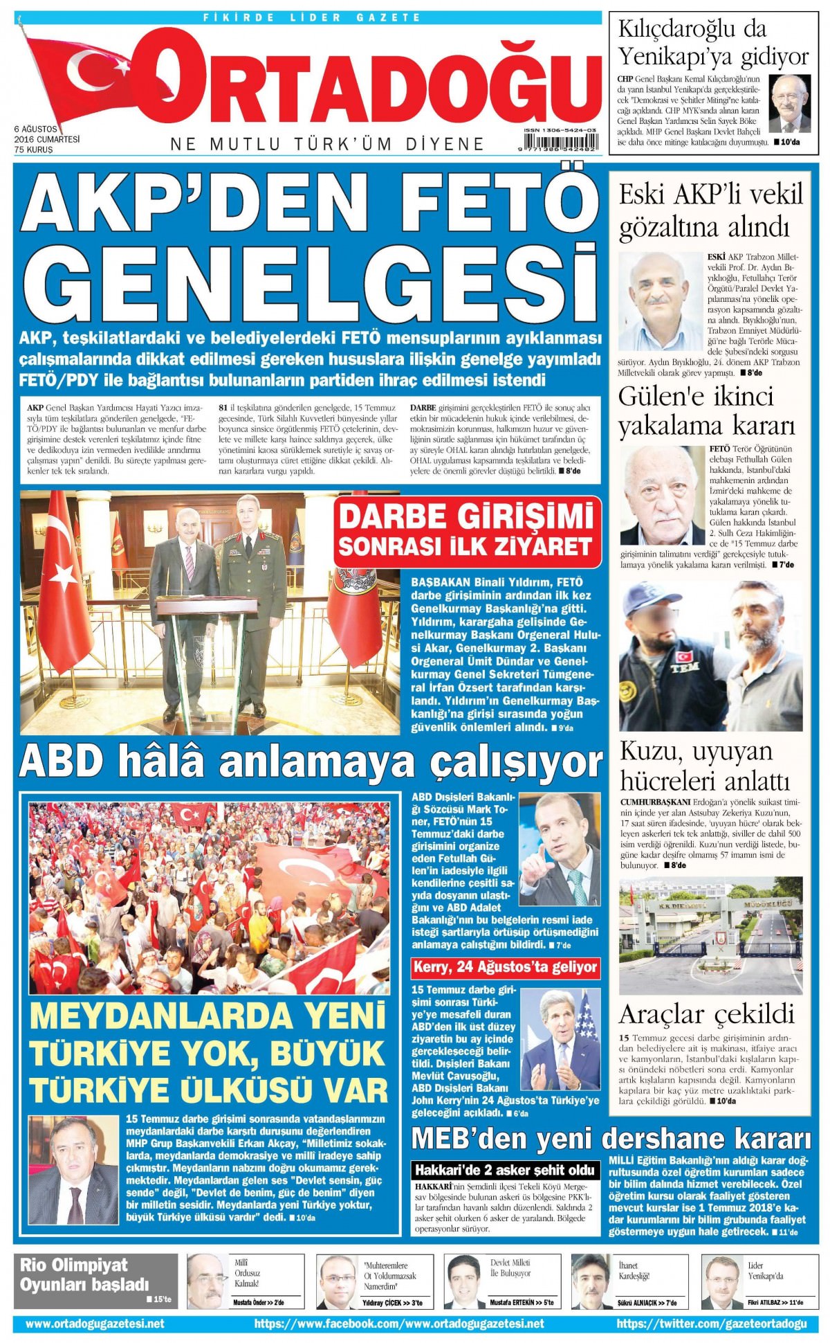 6 Ağustos 2016 gazete manşetleri - 16