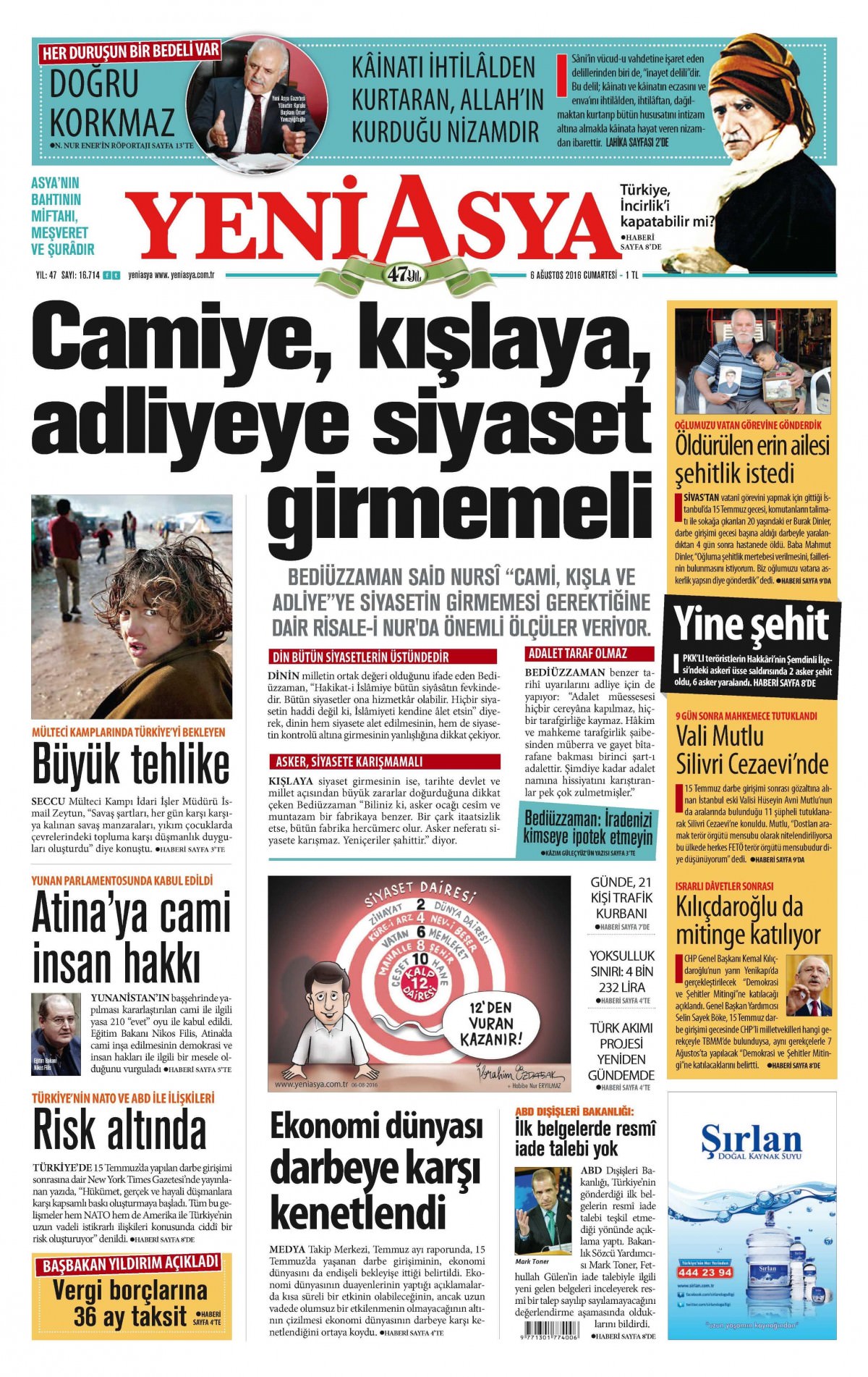 6 Ağustos 2016 gazete manşetleri - 14