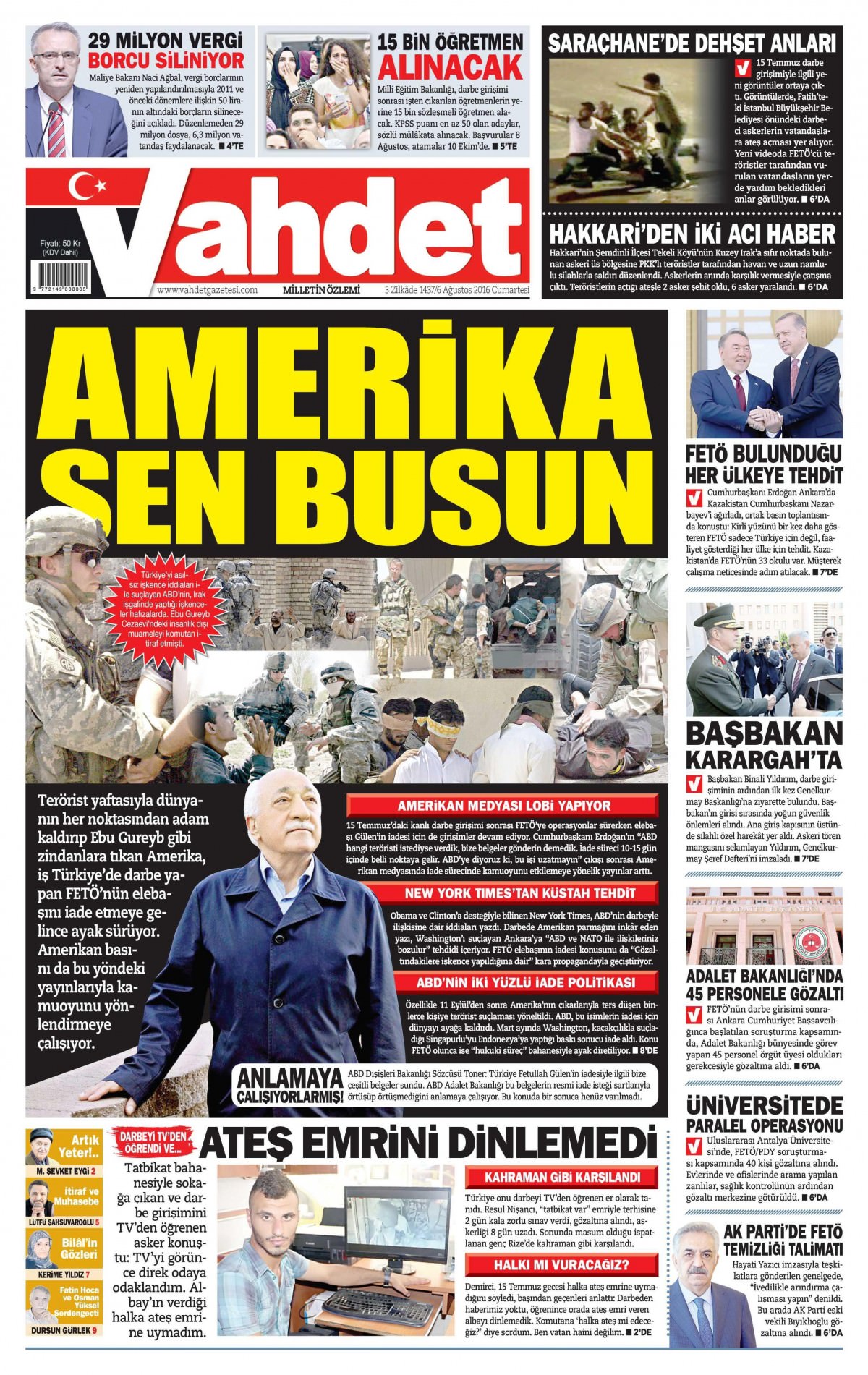 6 Ağustos 2016 gazete manşetleri - 24