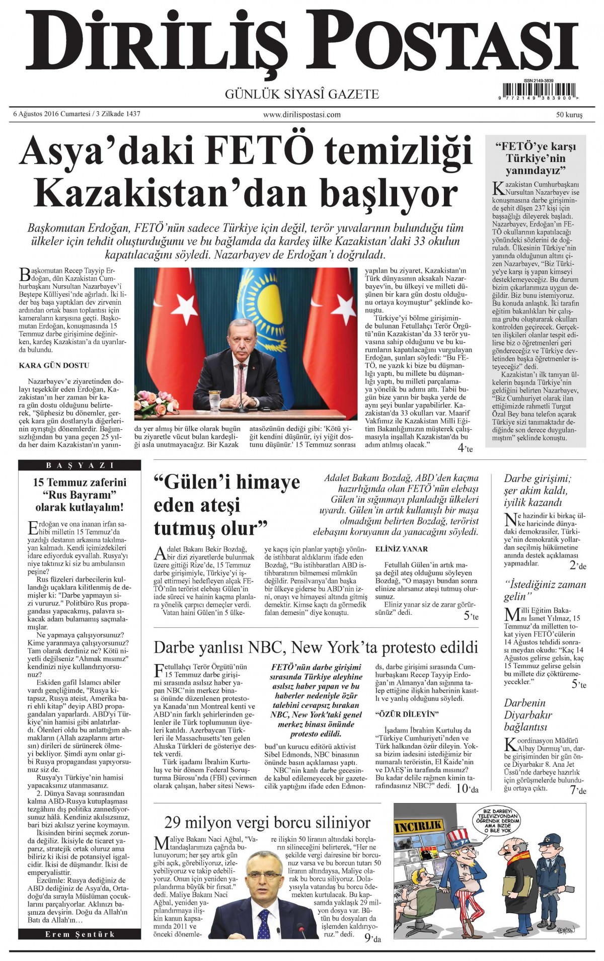 6 Ağustos 2016 gazete manşetleri - 13