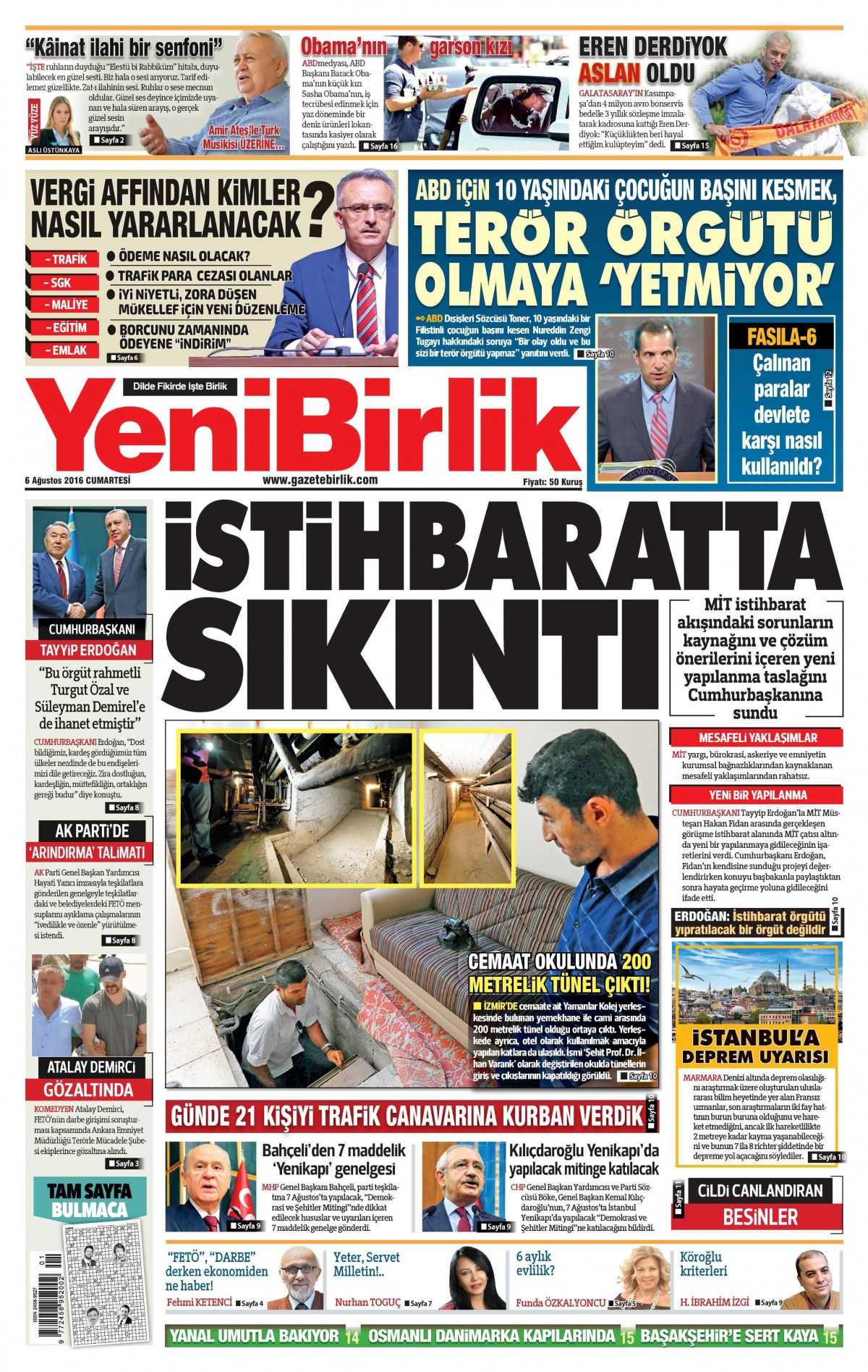 6 Ağustos 2016 gazete manşetleri - 4