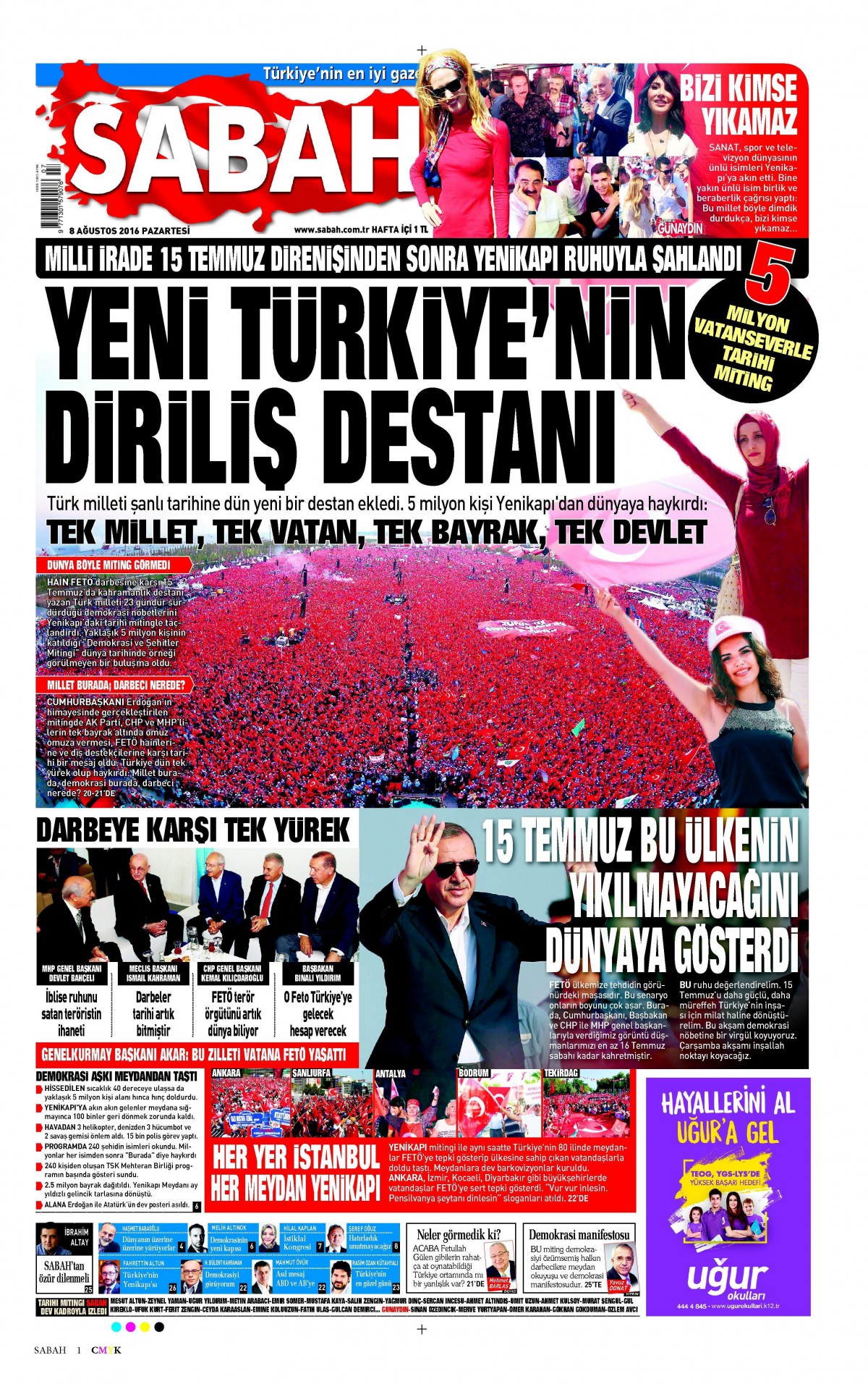 8 Ağustos 2016 gazete manşetleri - 579