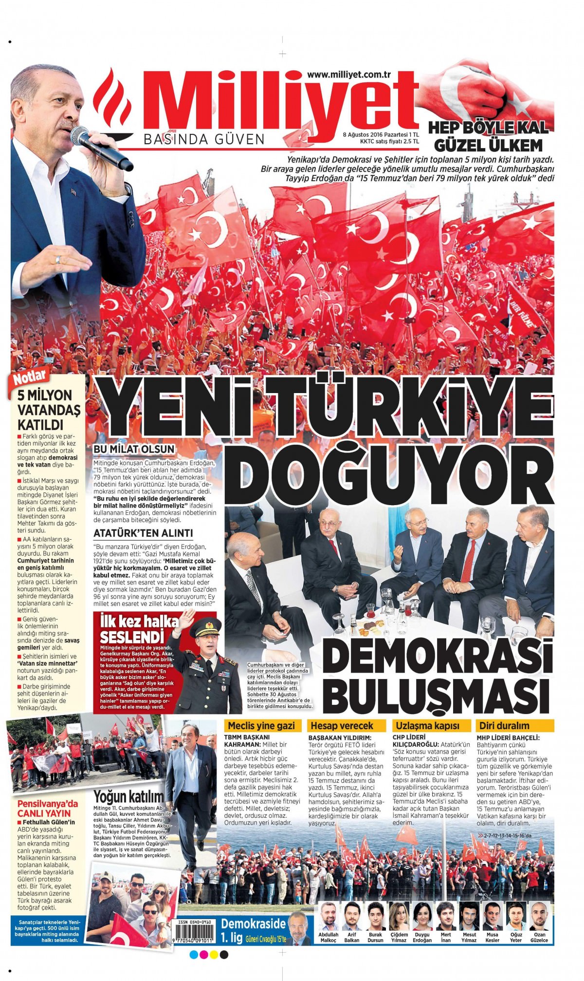 8 Ağustos 2016 gazete manşetleri - 606