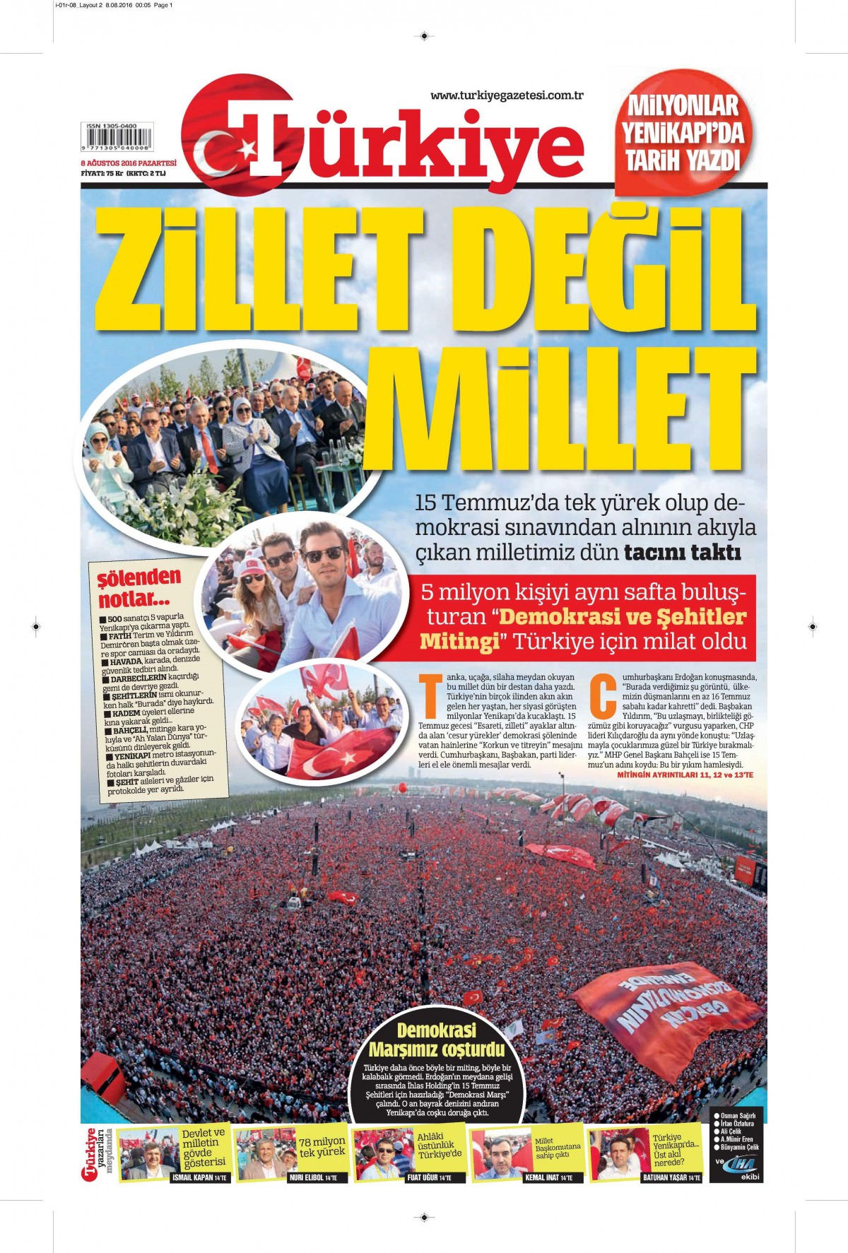 8 Ağustos 2016 gazete manşetleri - 917