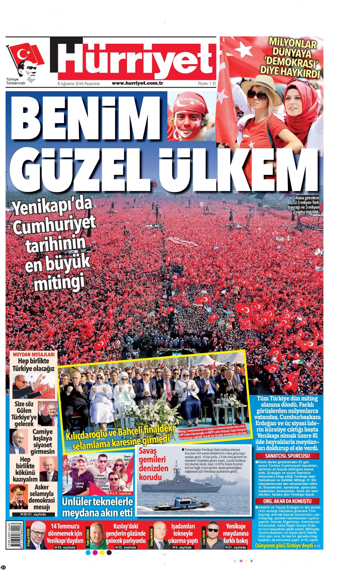 8 Ağustos 2016 gazete manşetleri - 707