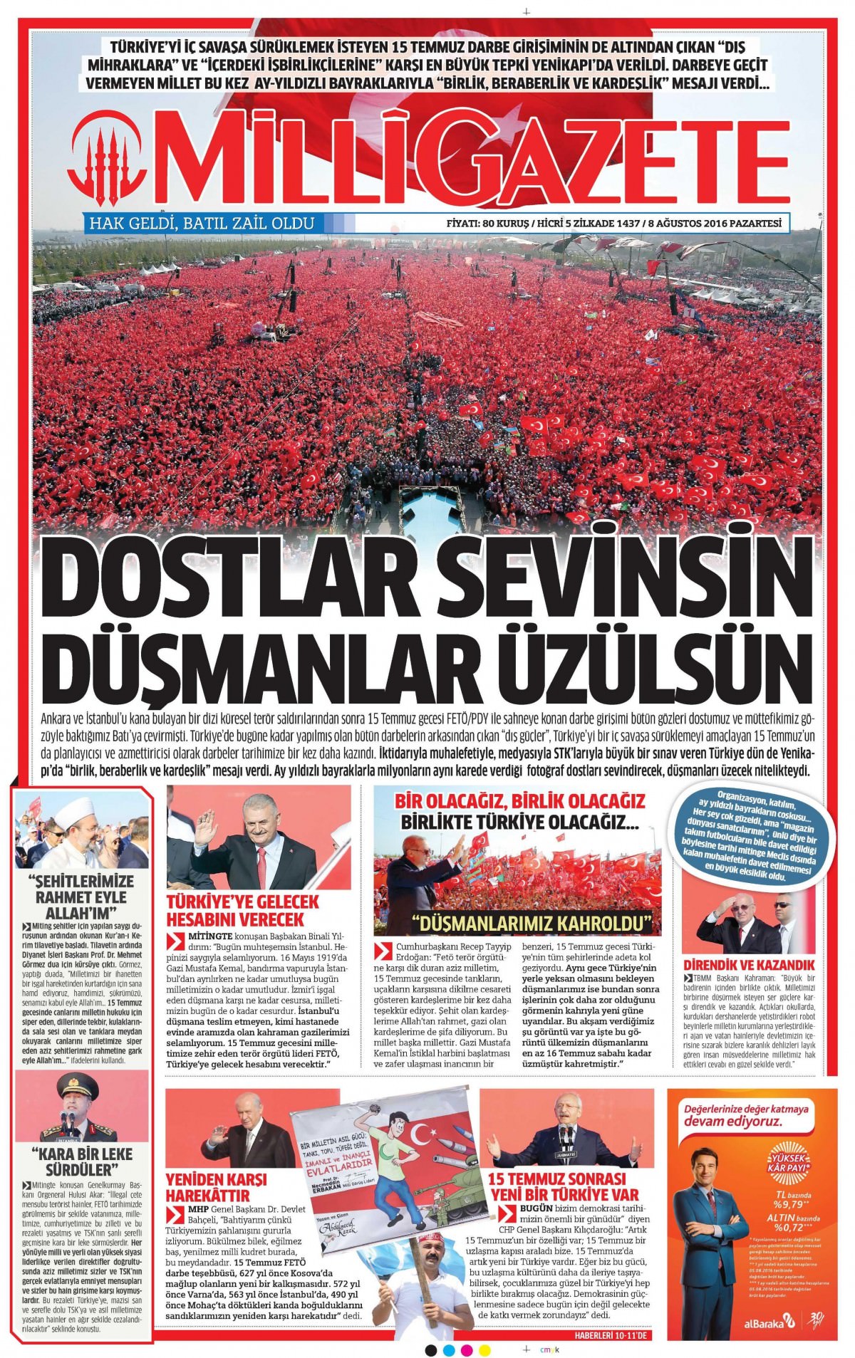 8 Ağustos 2016 gazete manşetleri - 839