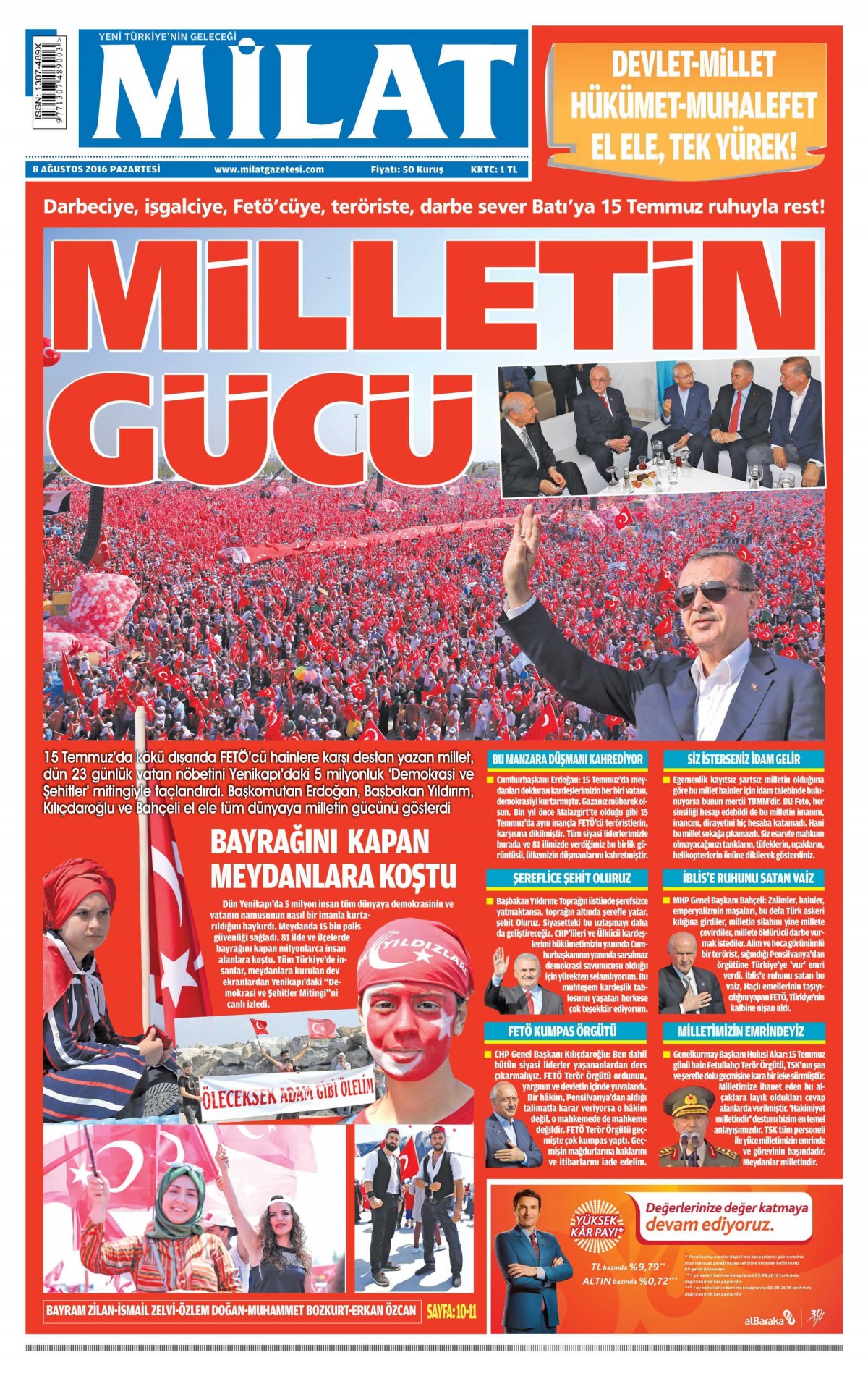 8 Ağustos 2016 gazete manşetleri - 770