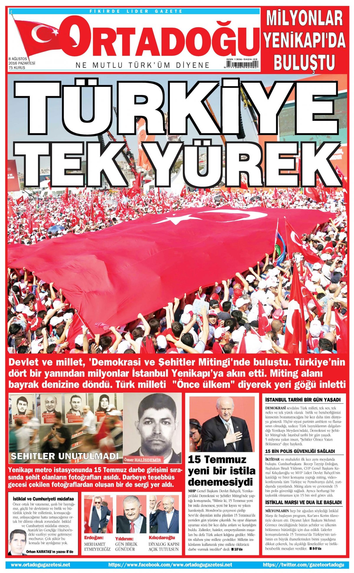 8 Ağustos 2016 gazete manşetleri - 754