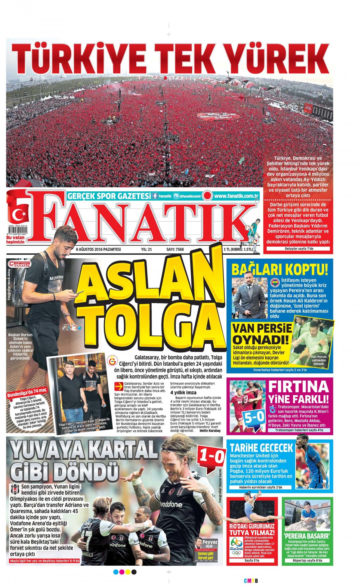 8 Ağustos 2016 gazete manşetleri - 691