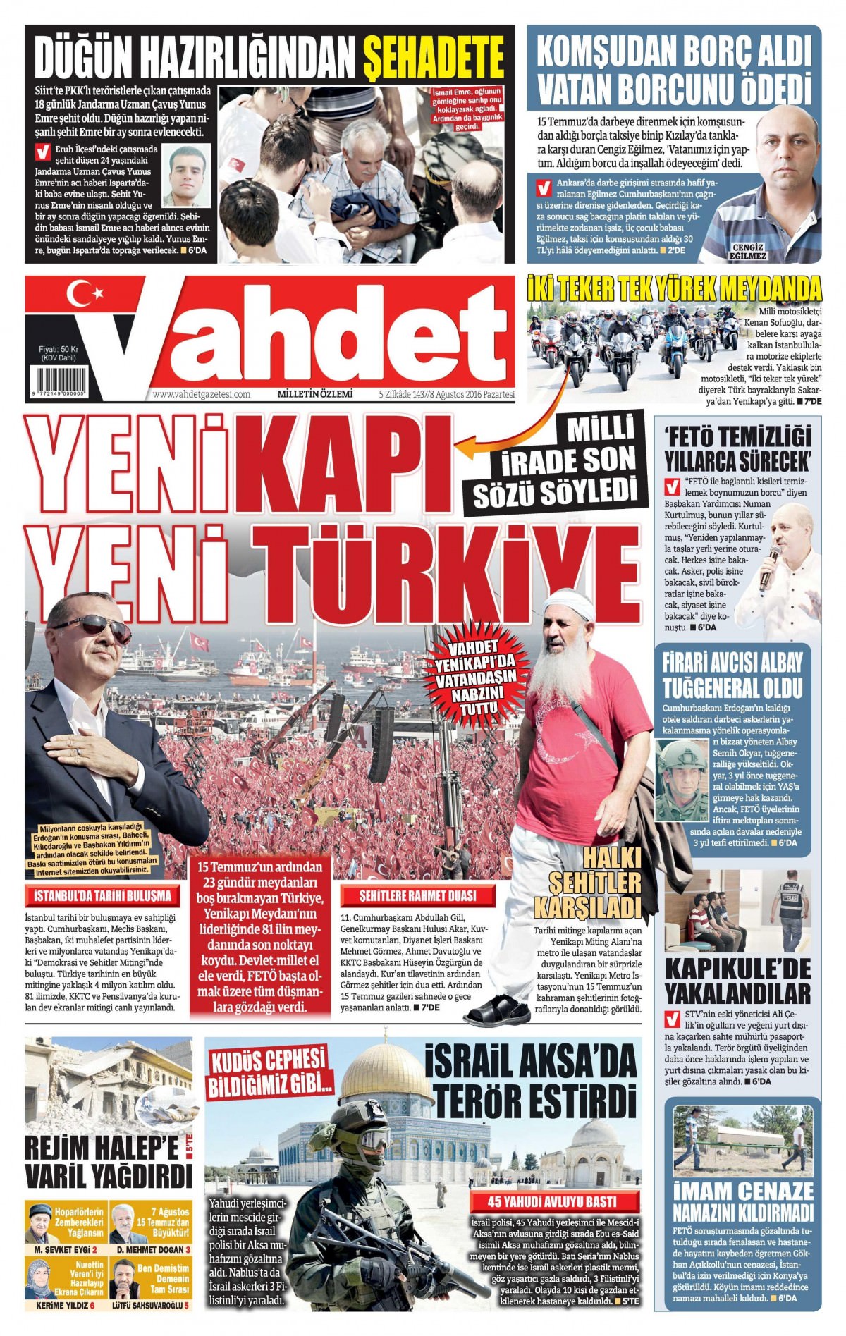8 Ağustos 2016 gazete manşetleri - 612