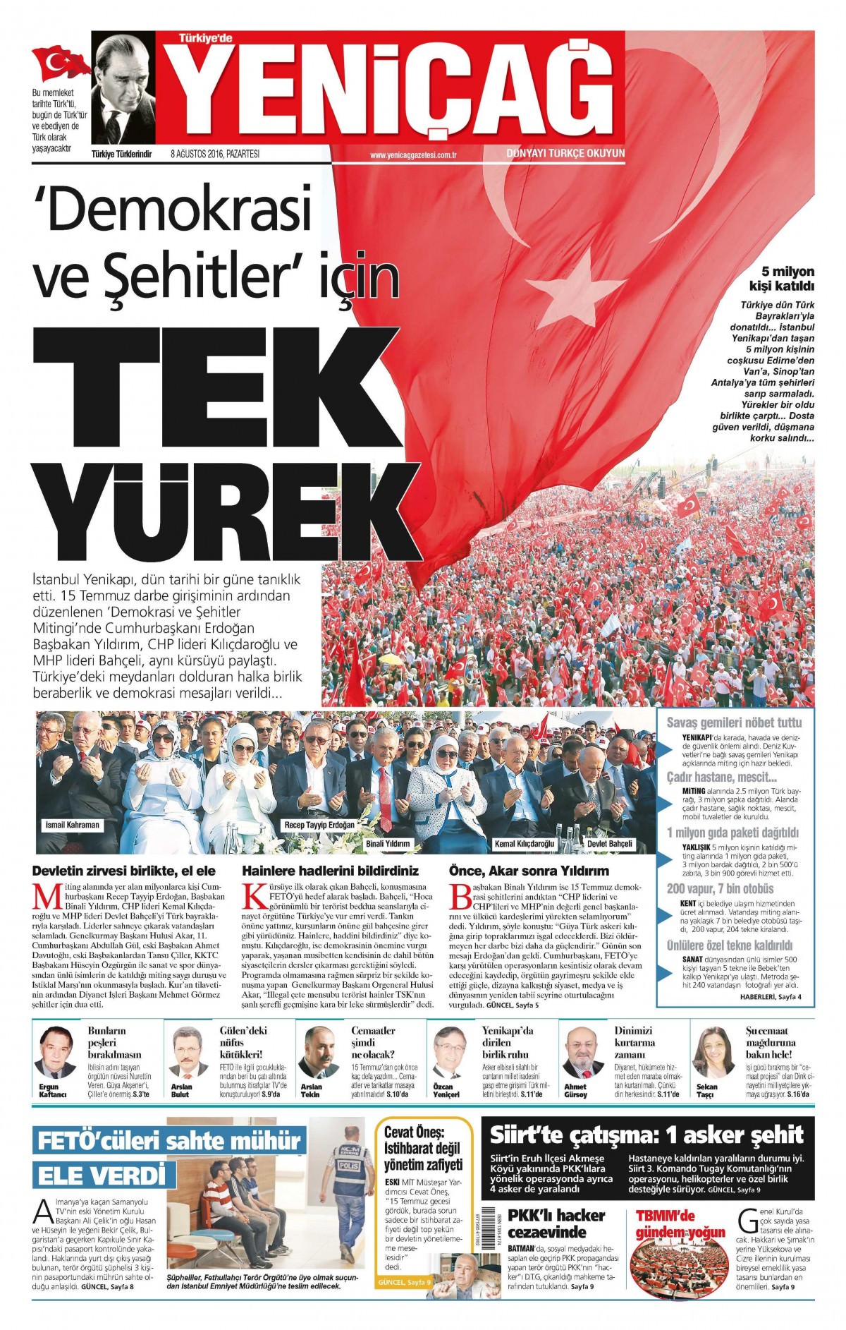 8 Ağustos 2016 gazete manşetleri - 507
