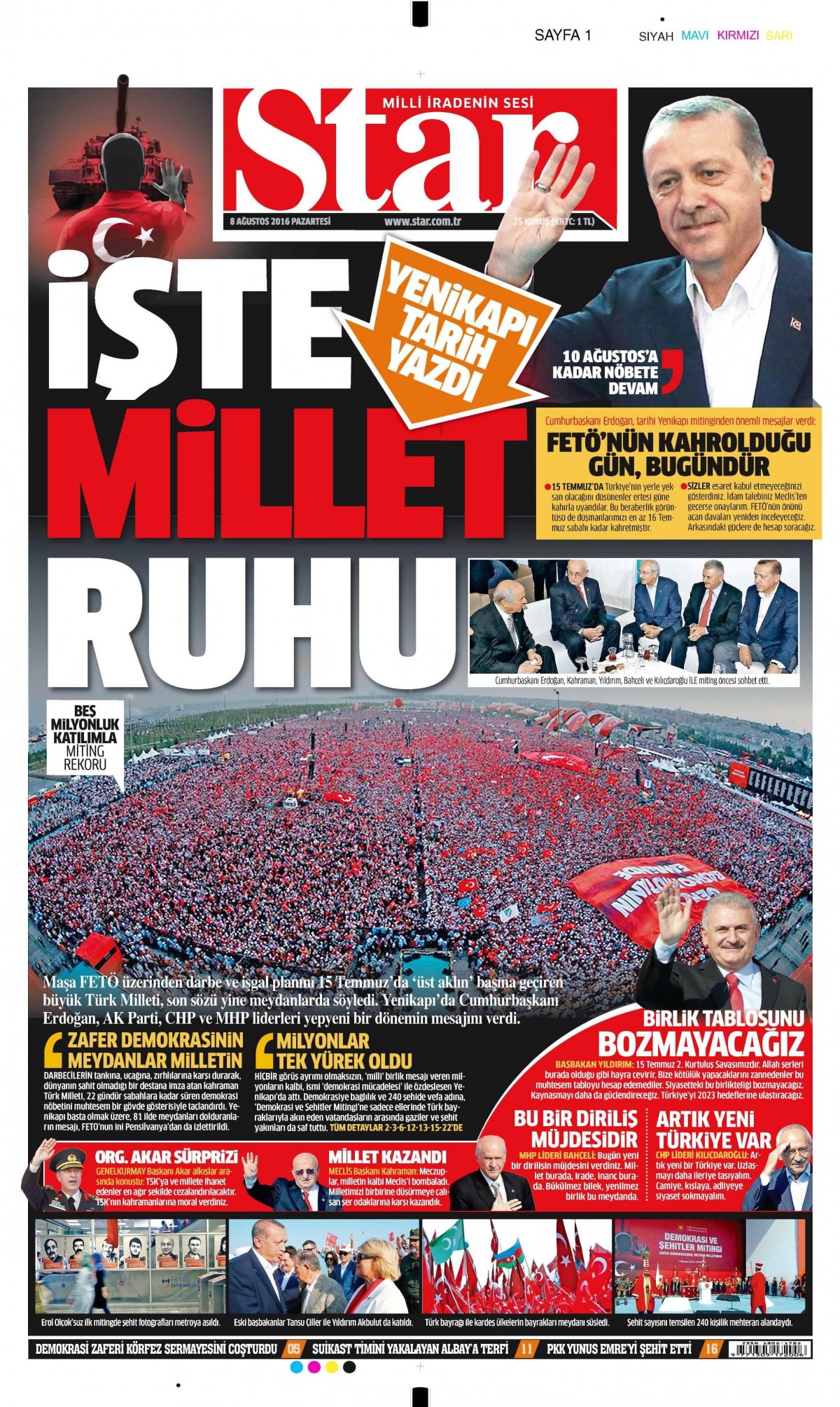 8 Ağustos 2016 gazete manşetleri - 686