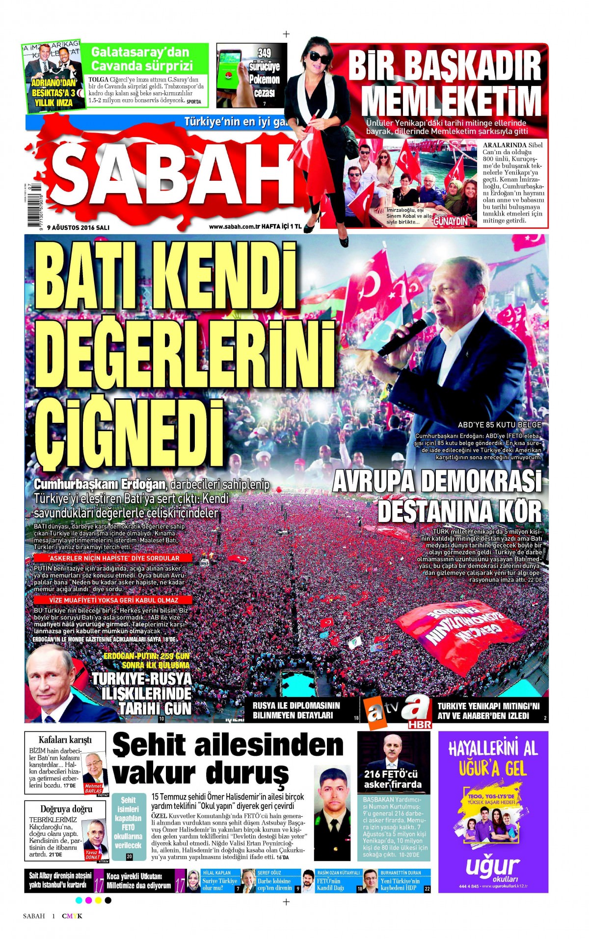 9 Ağustos 2016 gazete manşetleri - 773