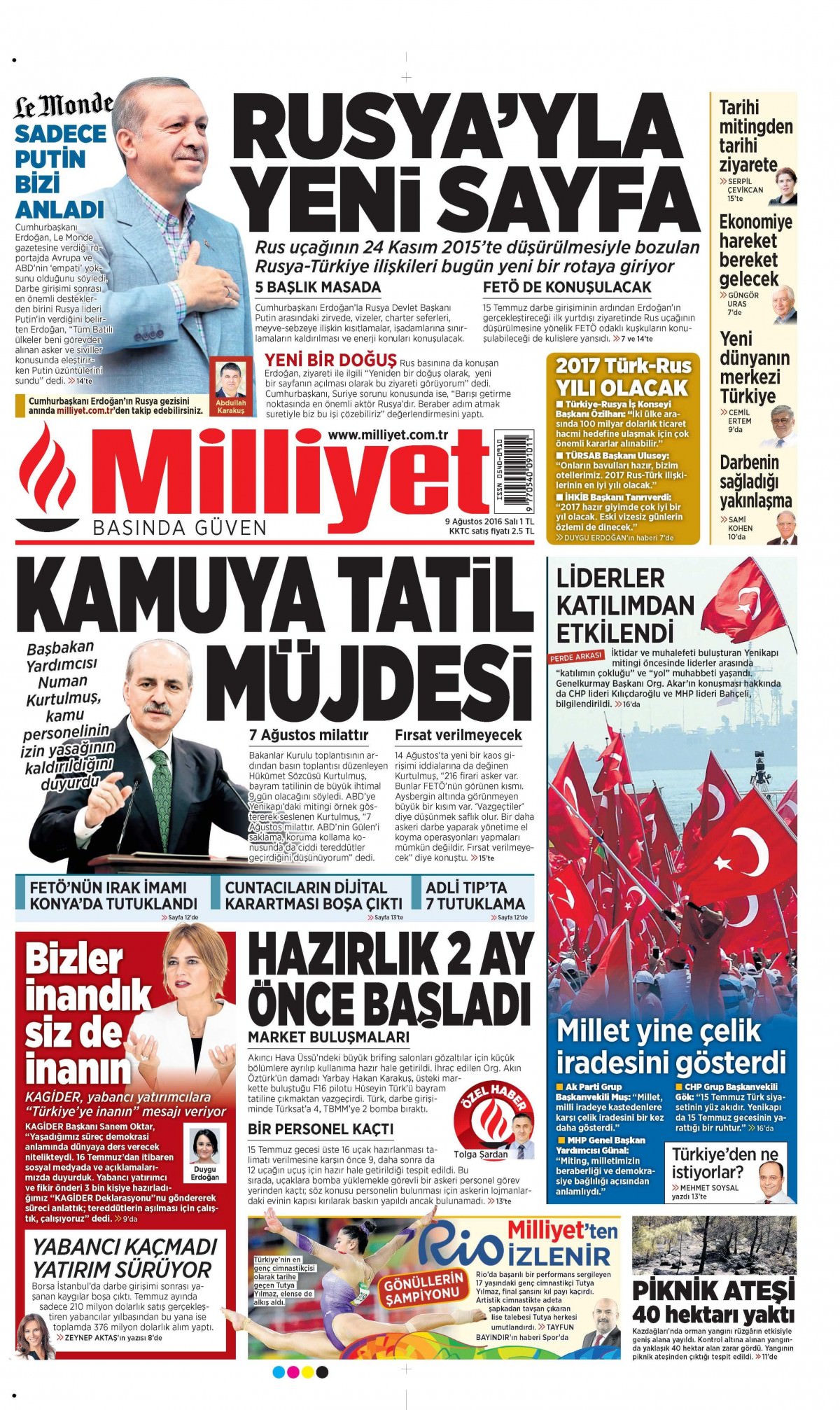 9 Ağustos 2016 gazete manşetleri - 931
