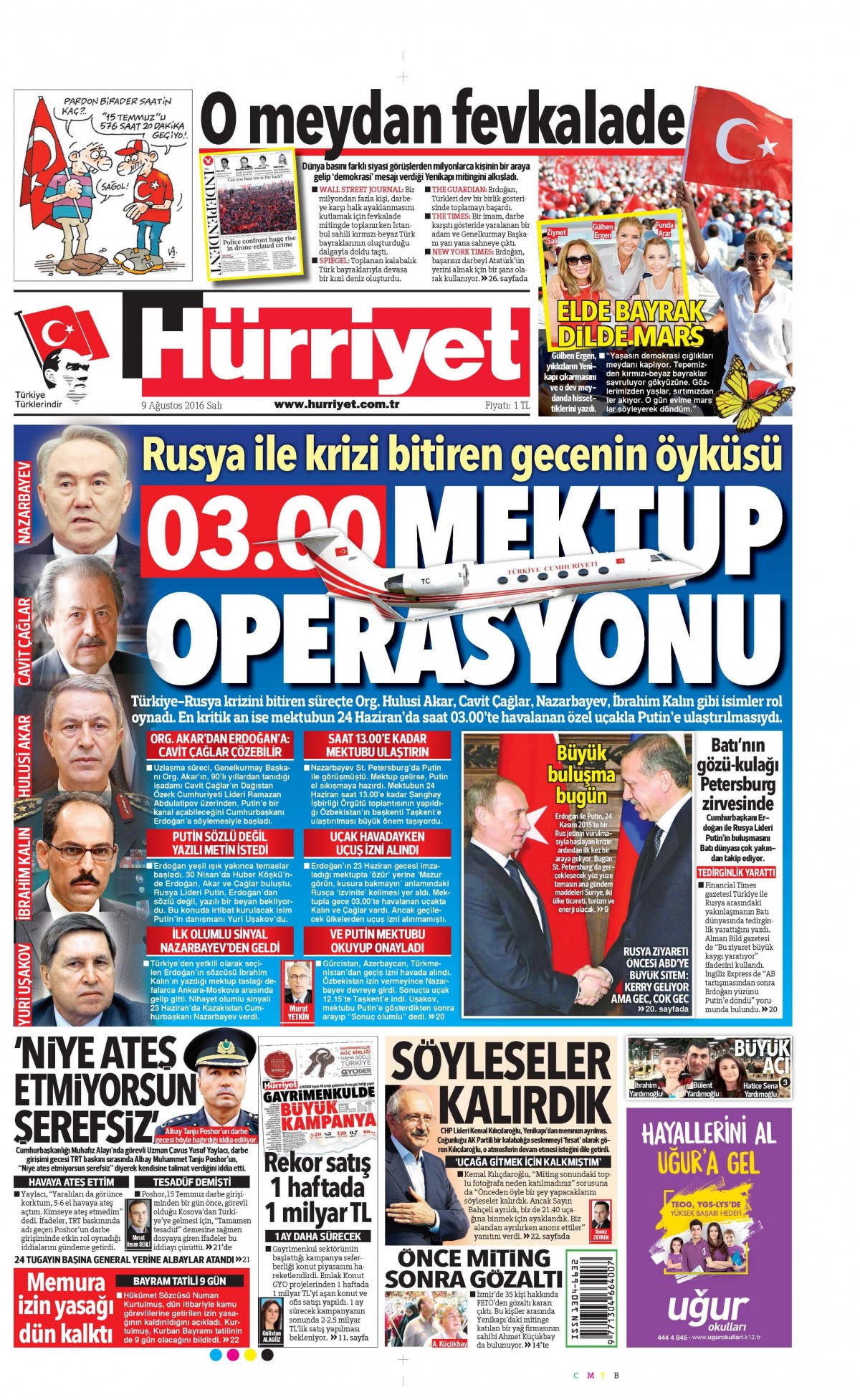 9 Ağustos 2016 gazete manşetleri - 879