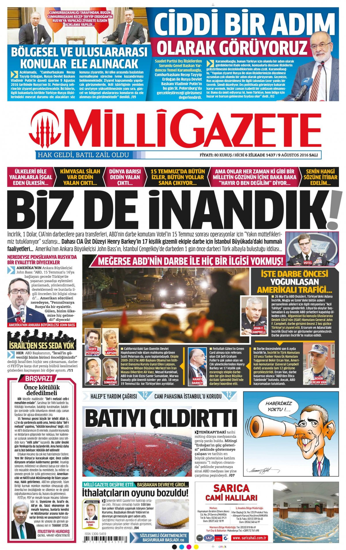 9 Ağustos 2016 gazete manşetleri - 705