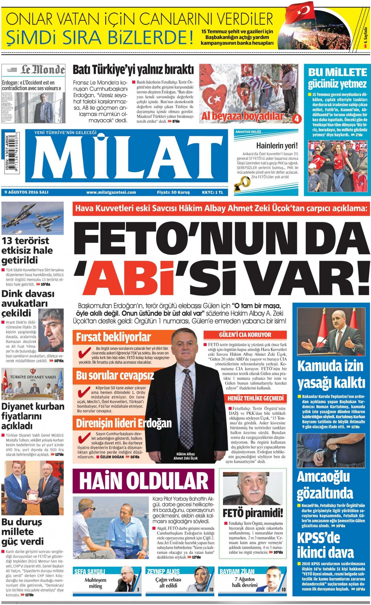 9 Ağustos 2016 gazete manşetleri - 776