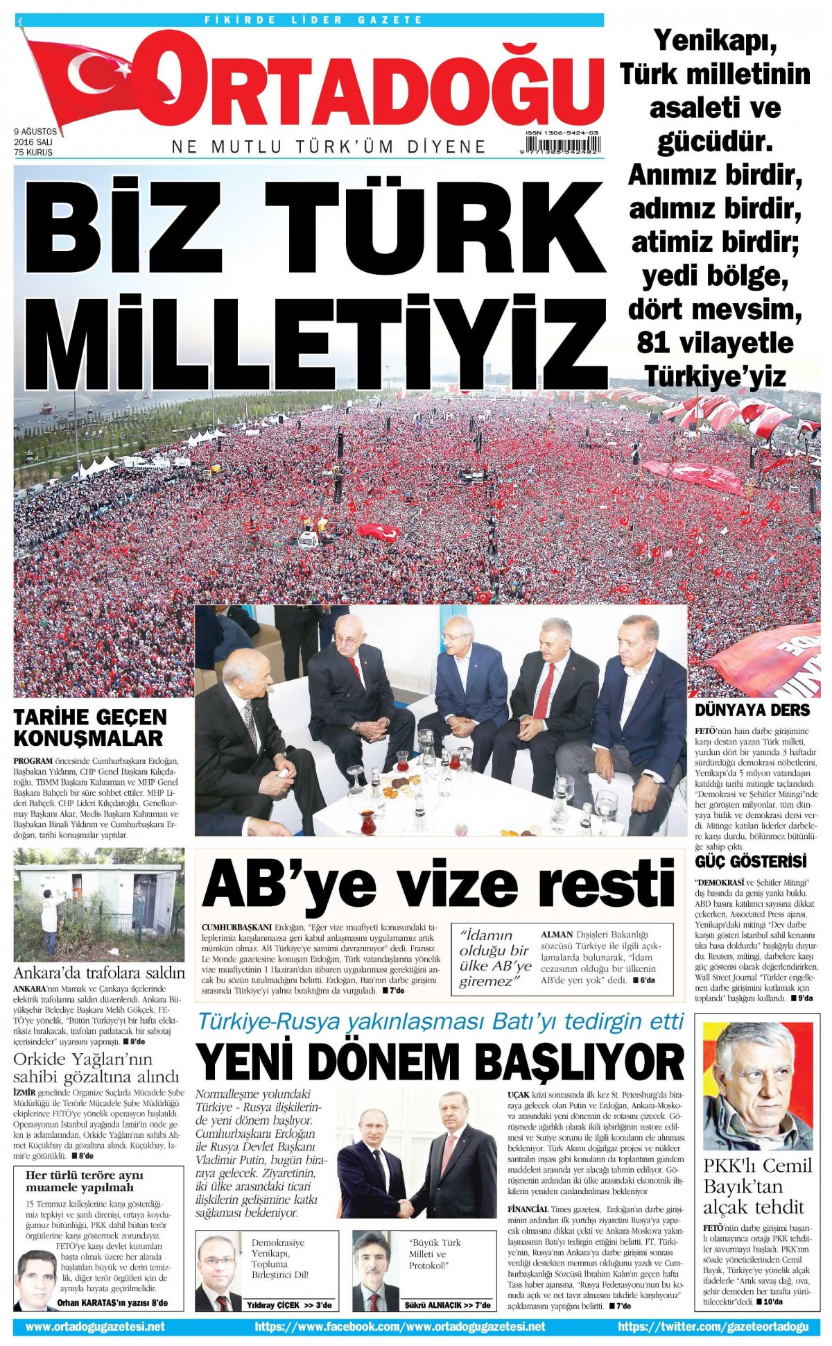 9 Ağustos 2016 gazete manşetleri - 638