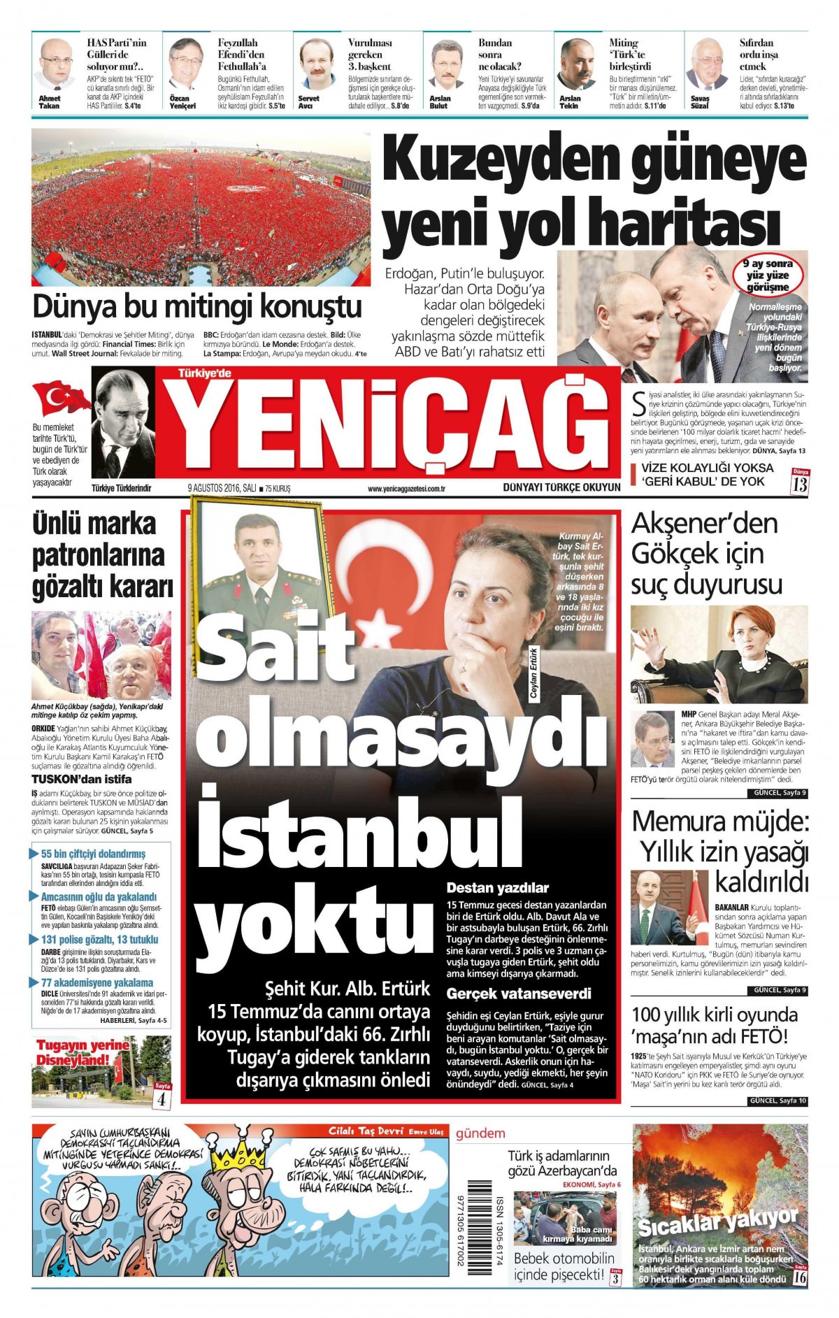 9 Ağustos 2016 gazete manşetleri - 759