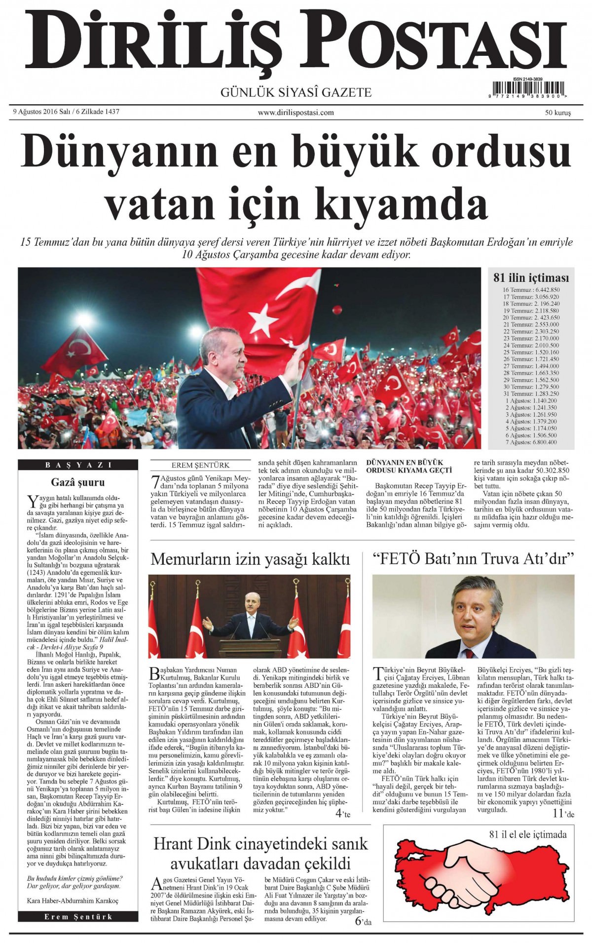 9 Ağustos 2016 gazete manşetleri - 801