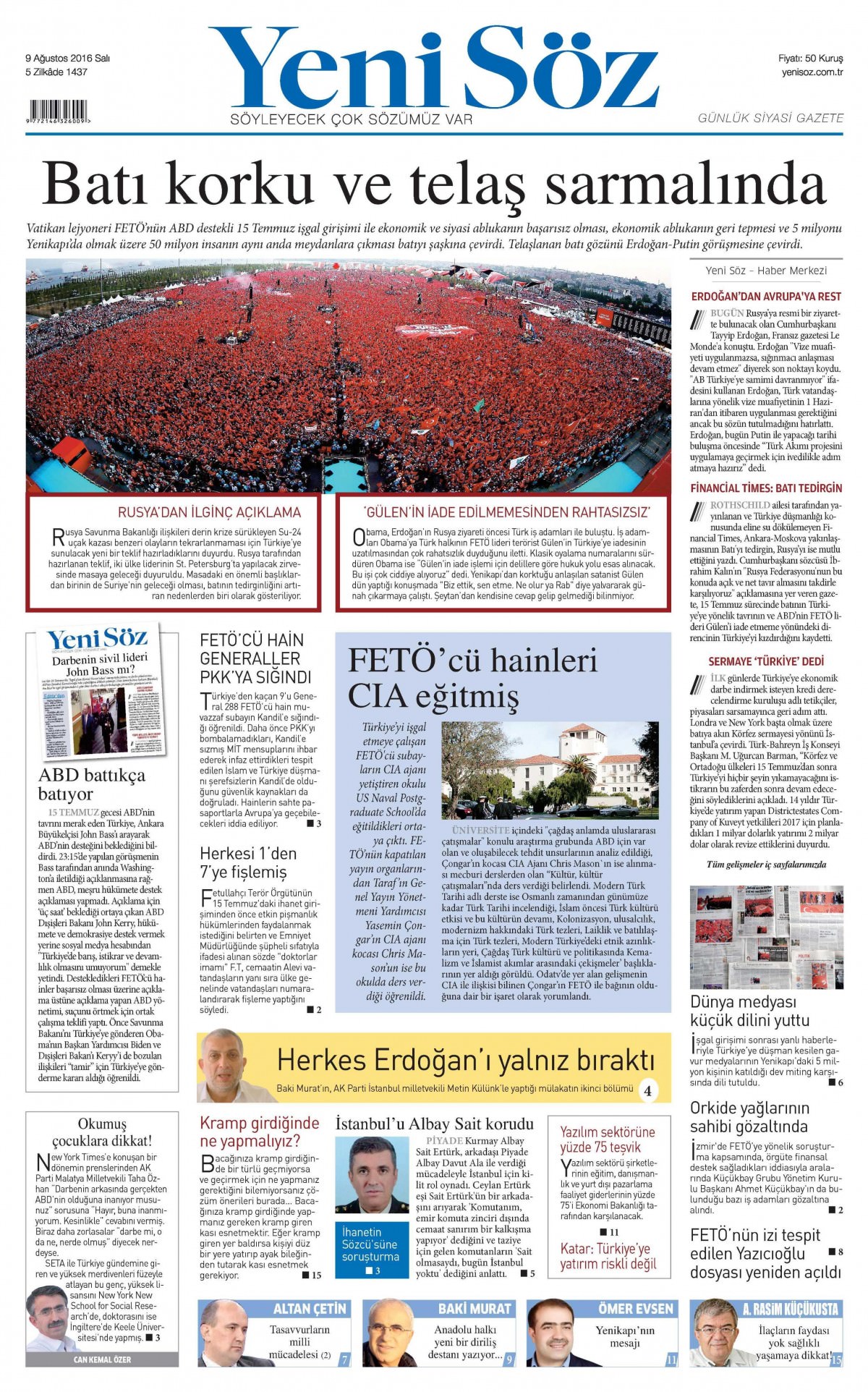 9 Ağustos 2016 gazete manşetleri - 758