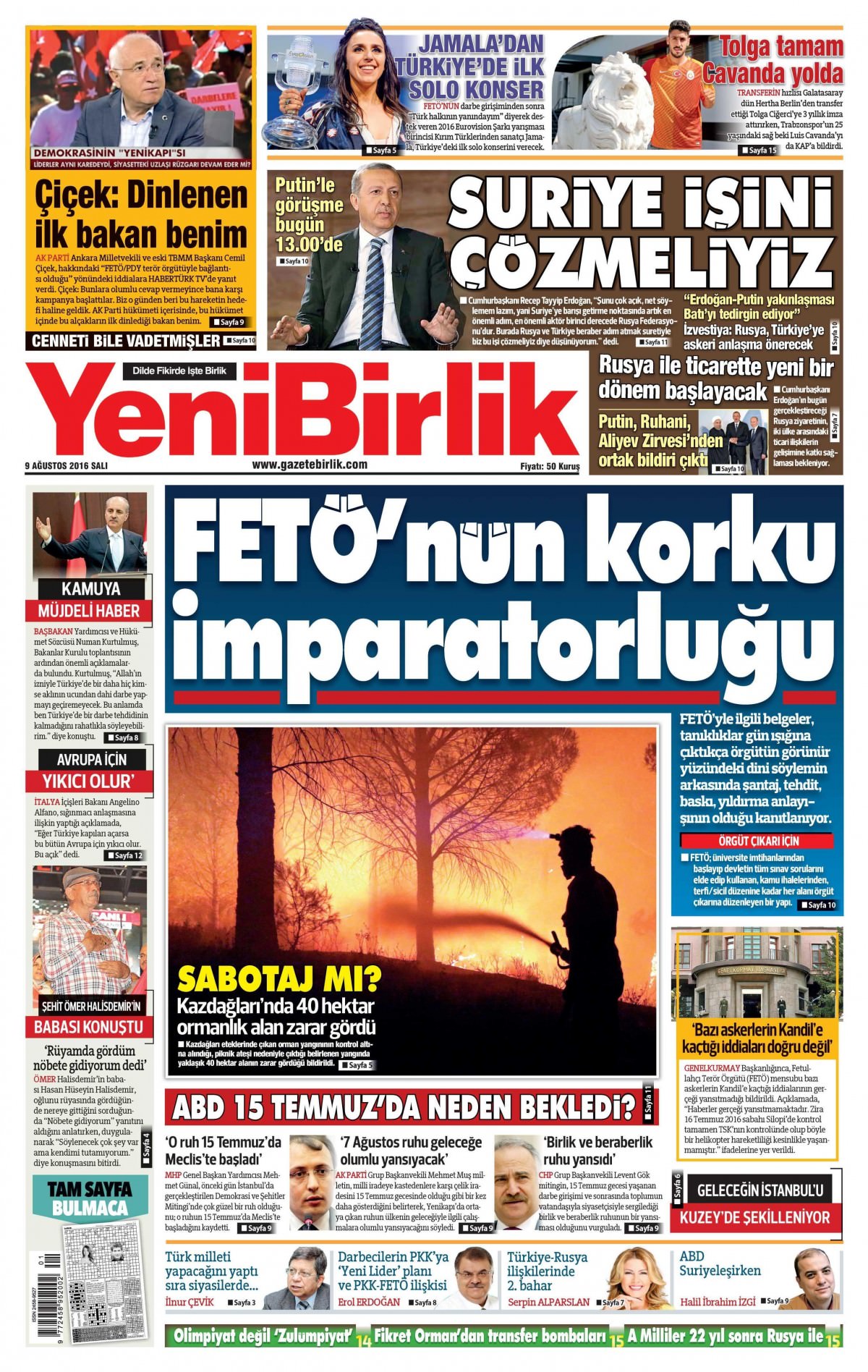 9 Ağustos 2016 gazete manşetleri - 913