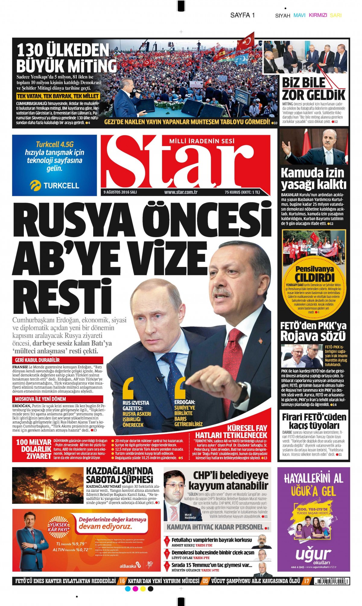 9 Ağustos 2016 gazete manşetleri - 549