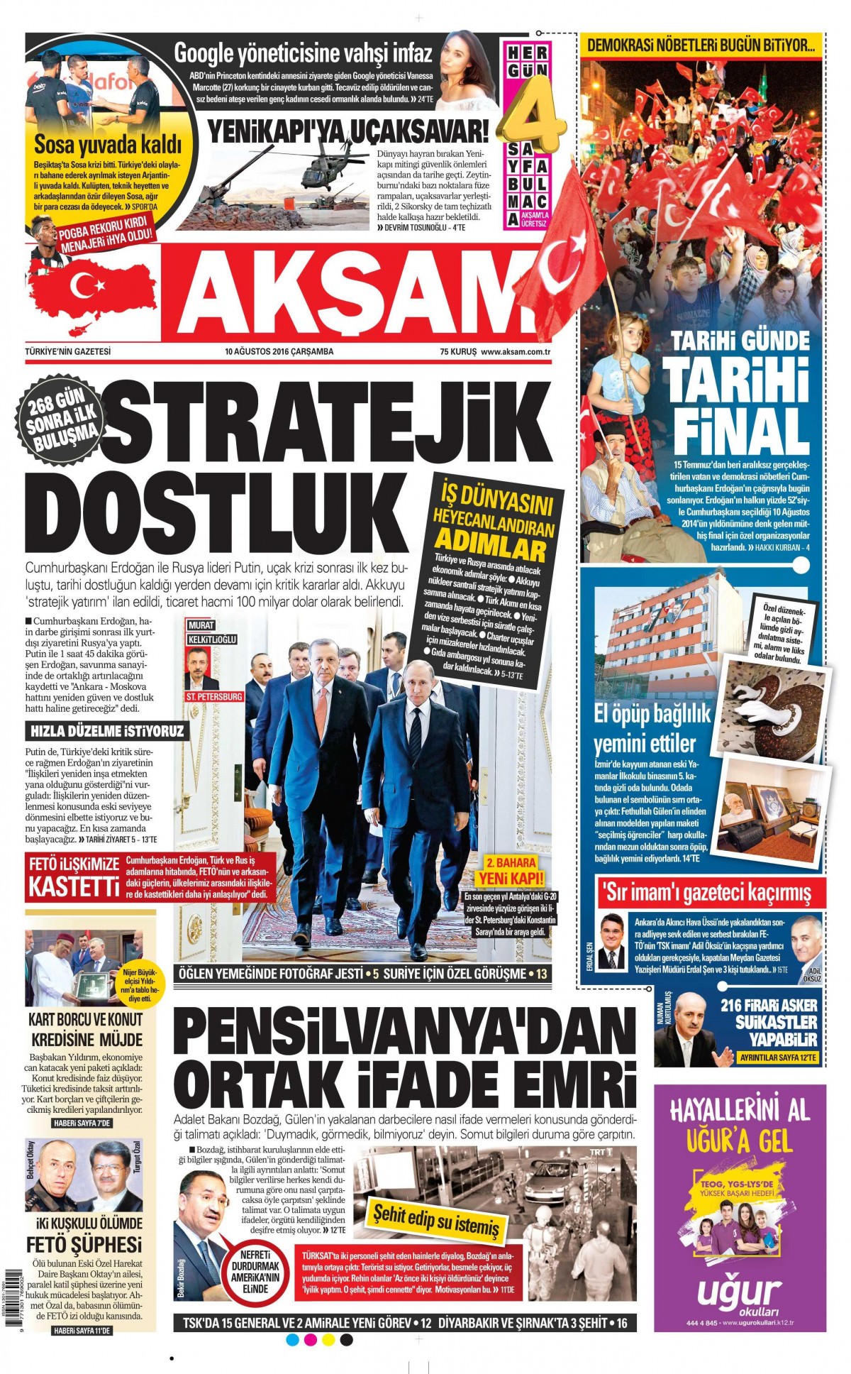 10 Ağustos 2016 gazete manşetleri - 11