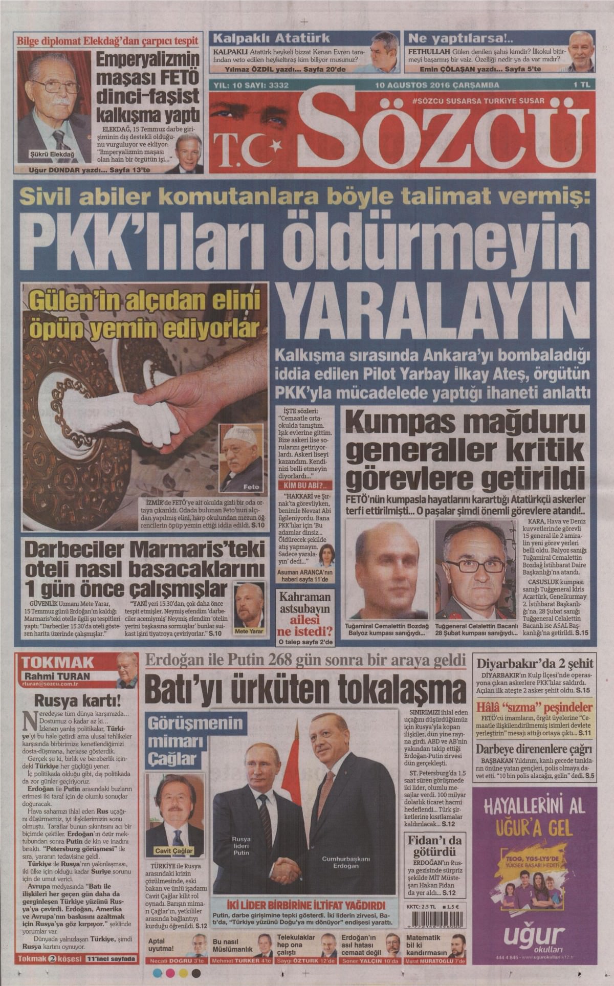 10 Ağustos 2016 gazete manşetleri - 12