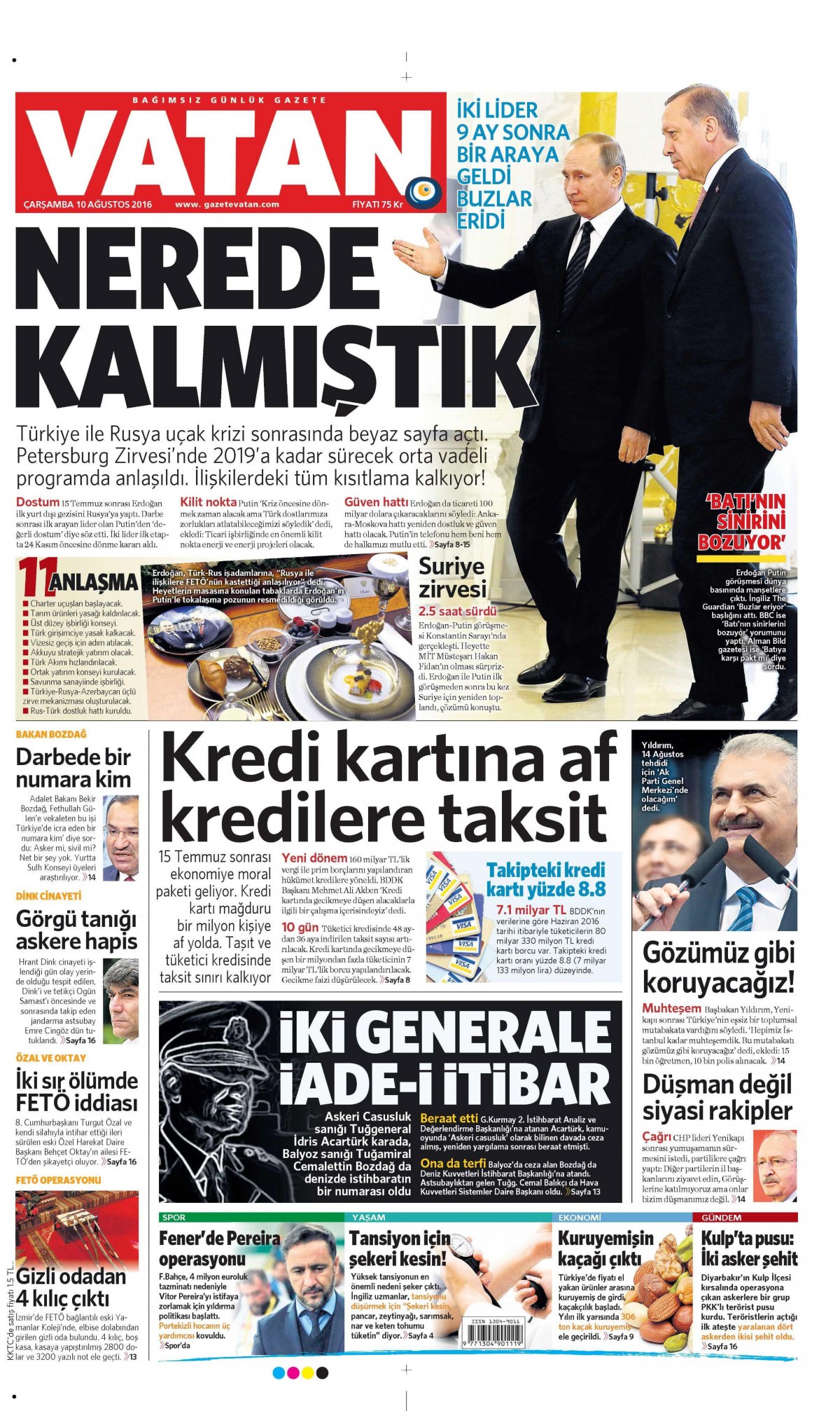 10 Ağustos 2016 gazete manşetleri - 9