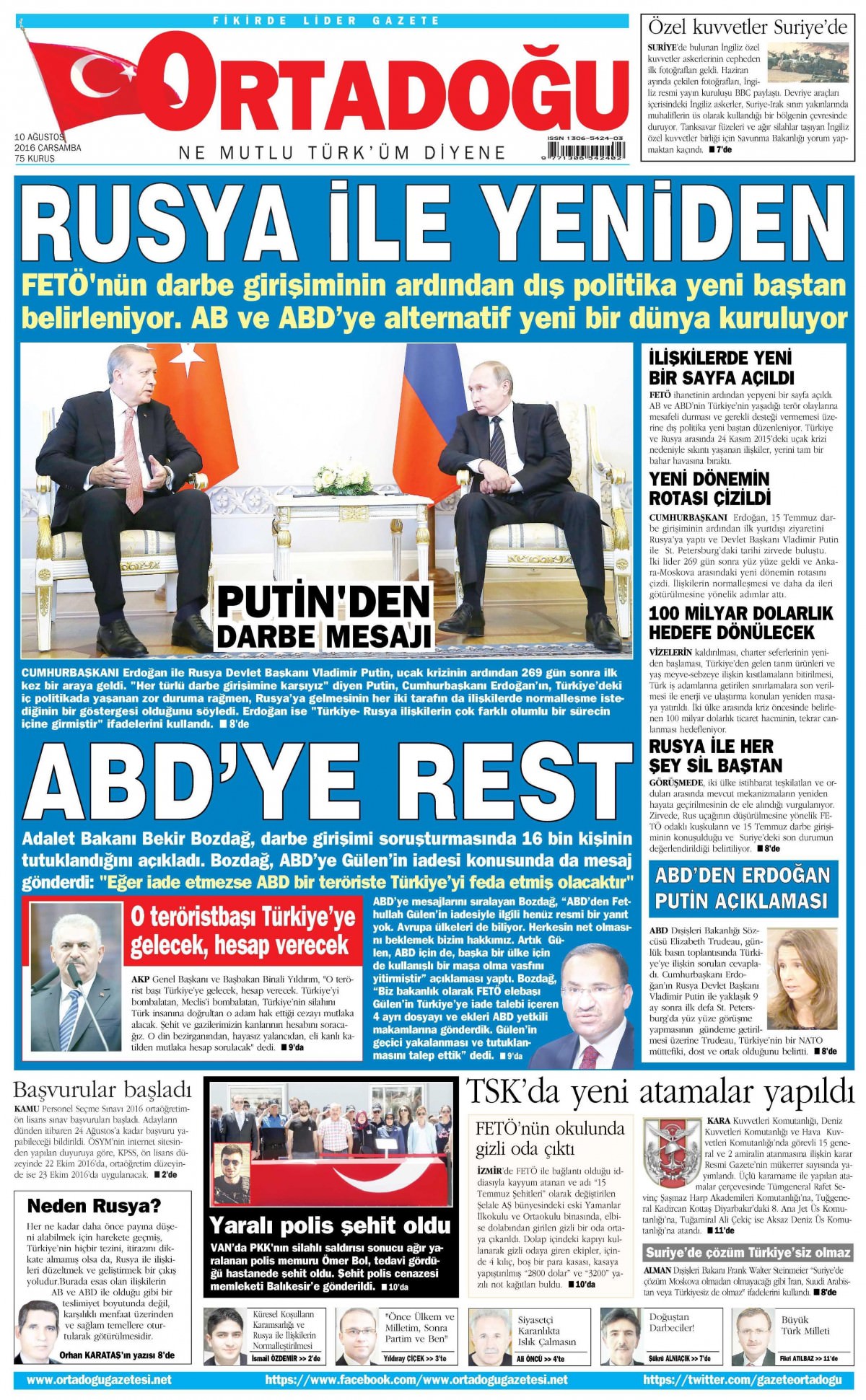 10 Ağustos 2016 gazete manşetleri - 19