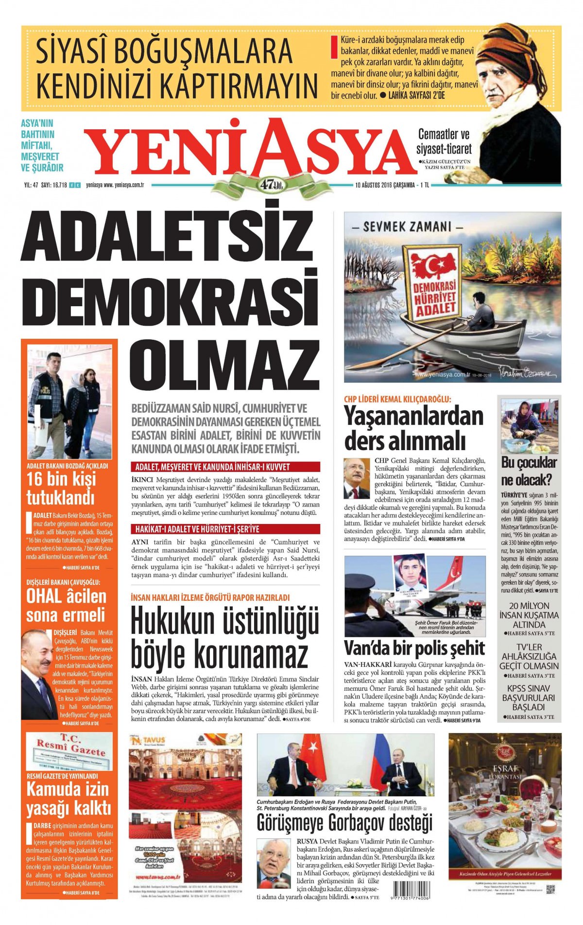 10 Ağustos 2016 gazete manşetleri - 24