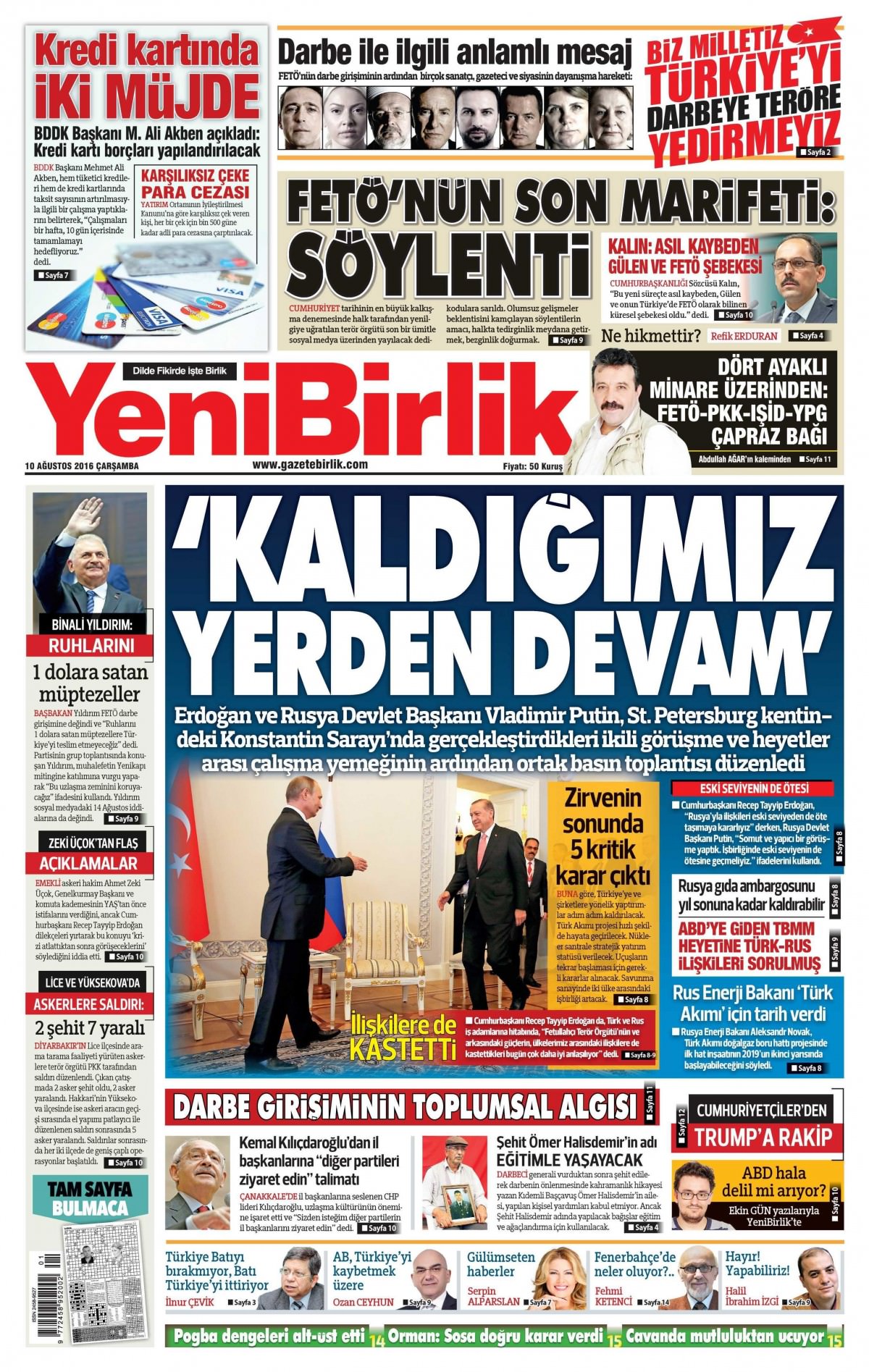 10 Ağustos 2016 gazete manşetleri - 6