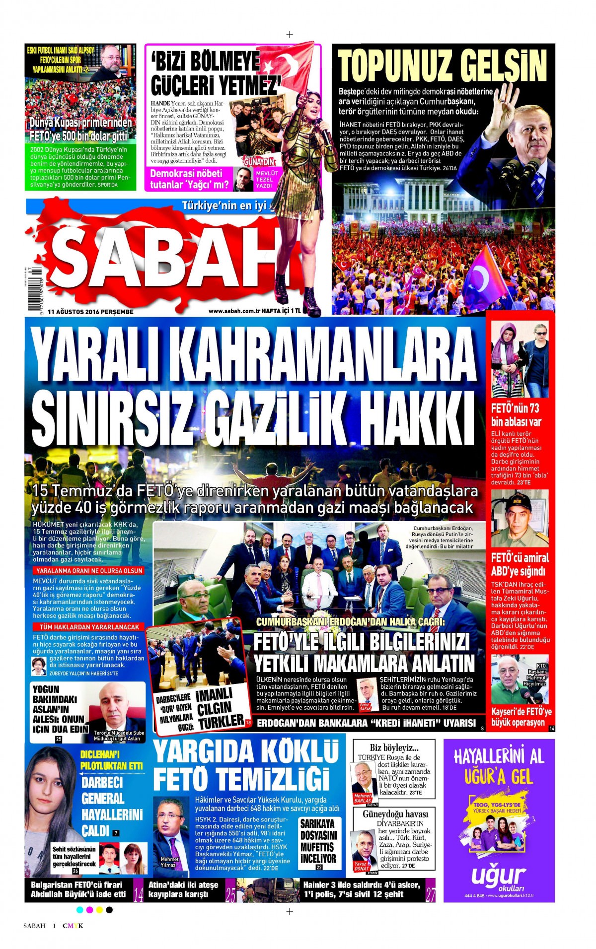 11 Ağustos 2016 gazete manşetleri - 794