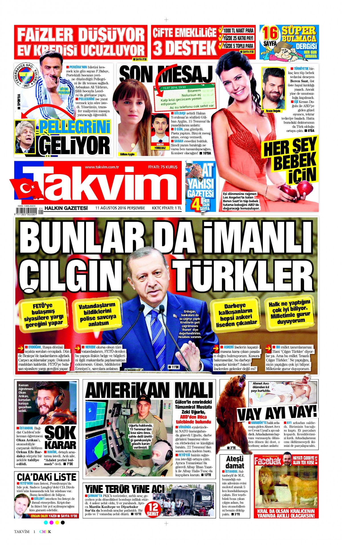 11 Ağustos 2016 gazete manşetleri - 536