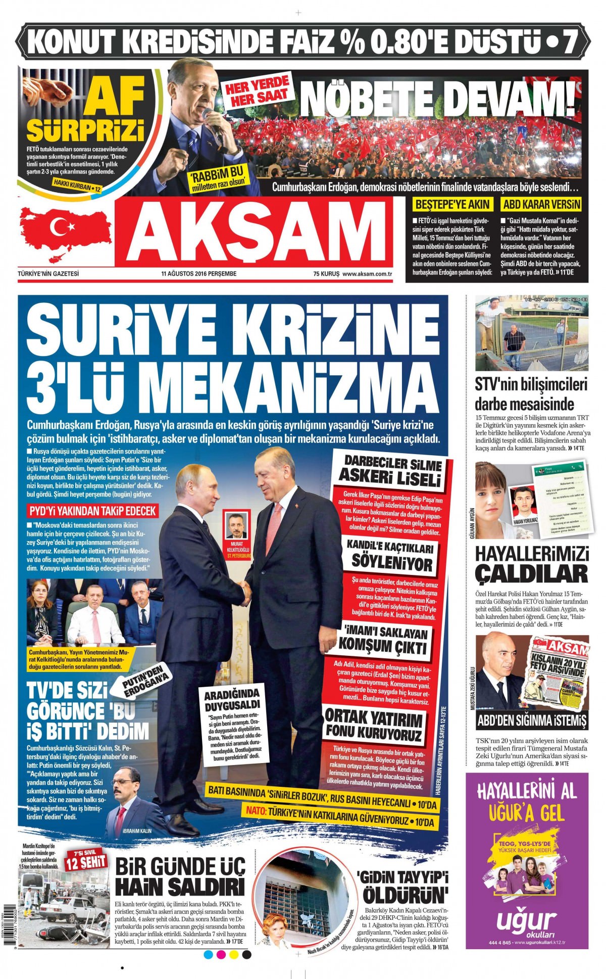 11 Ağustos 2016 gazete manşetleri - 567