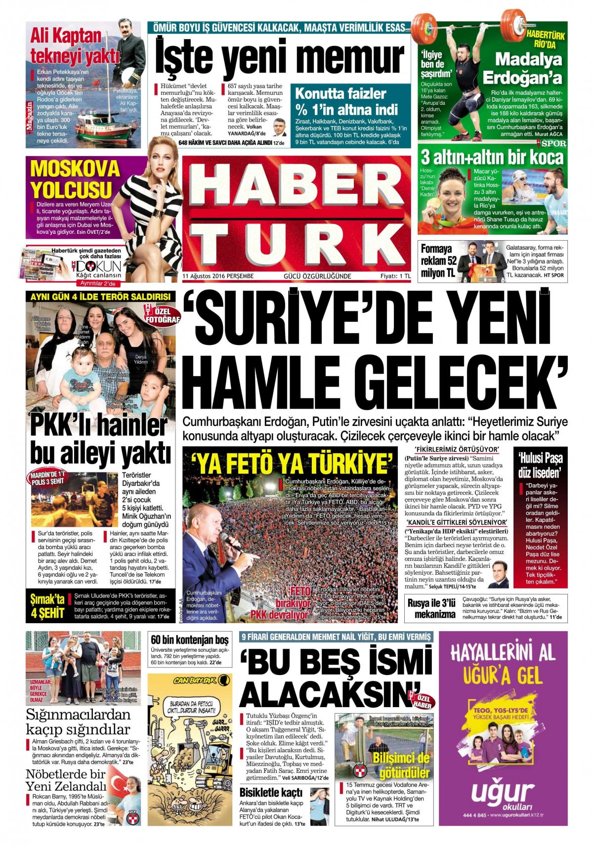 11 Ağustos 2016 gazete manşetleri - 616