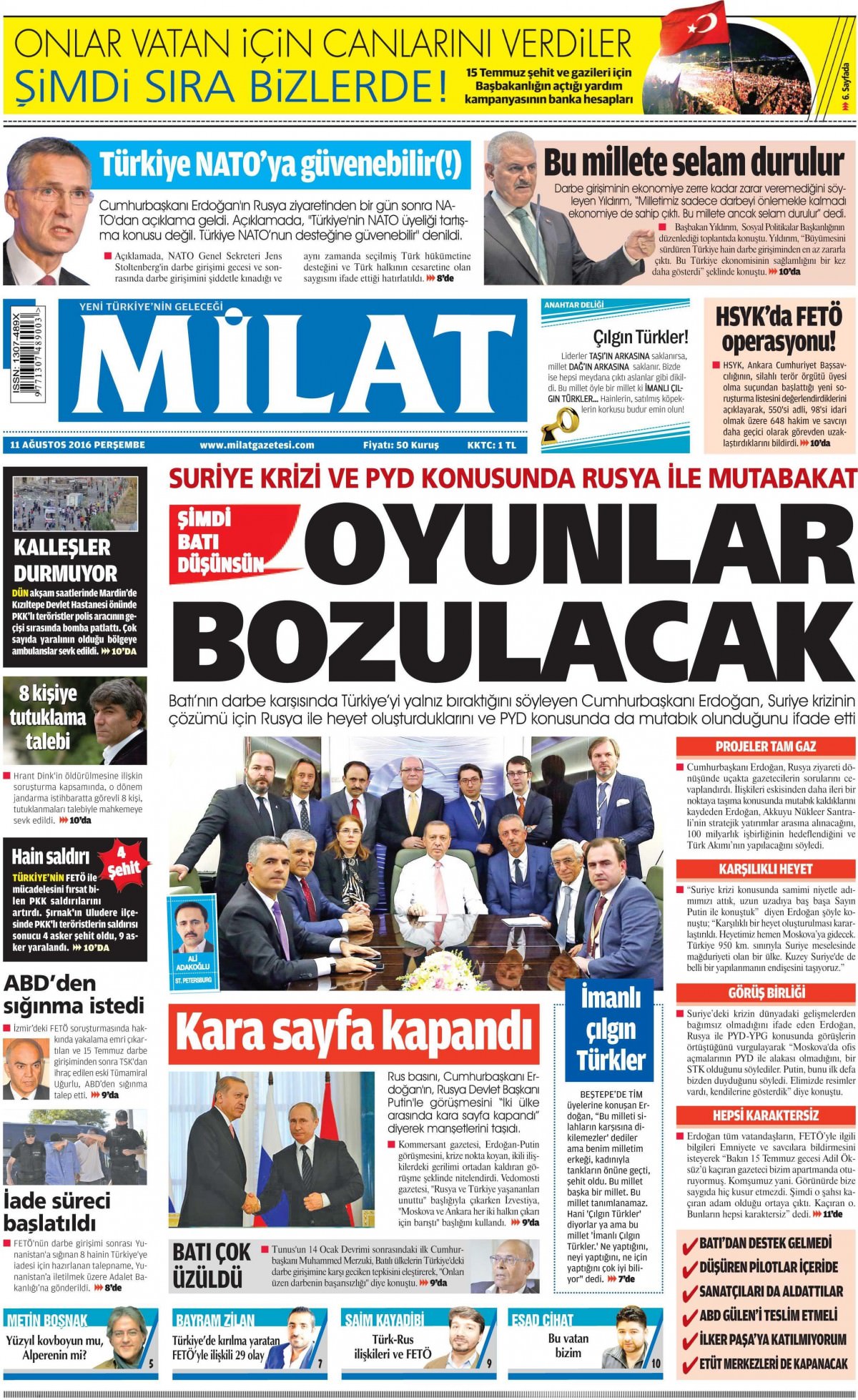 11 Ağustos 2016 gazete manşetleri - 723
