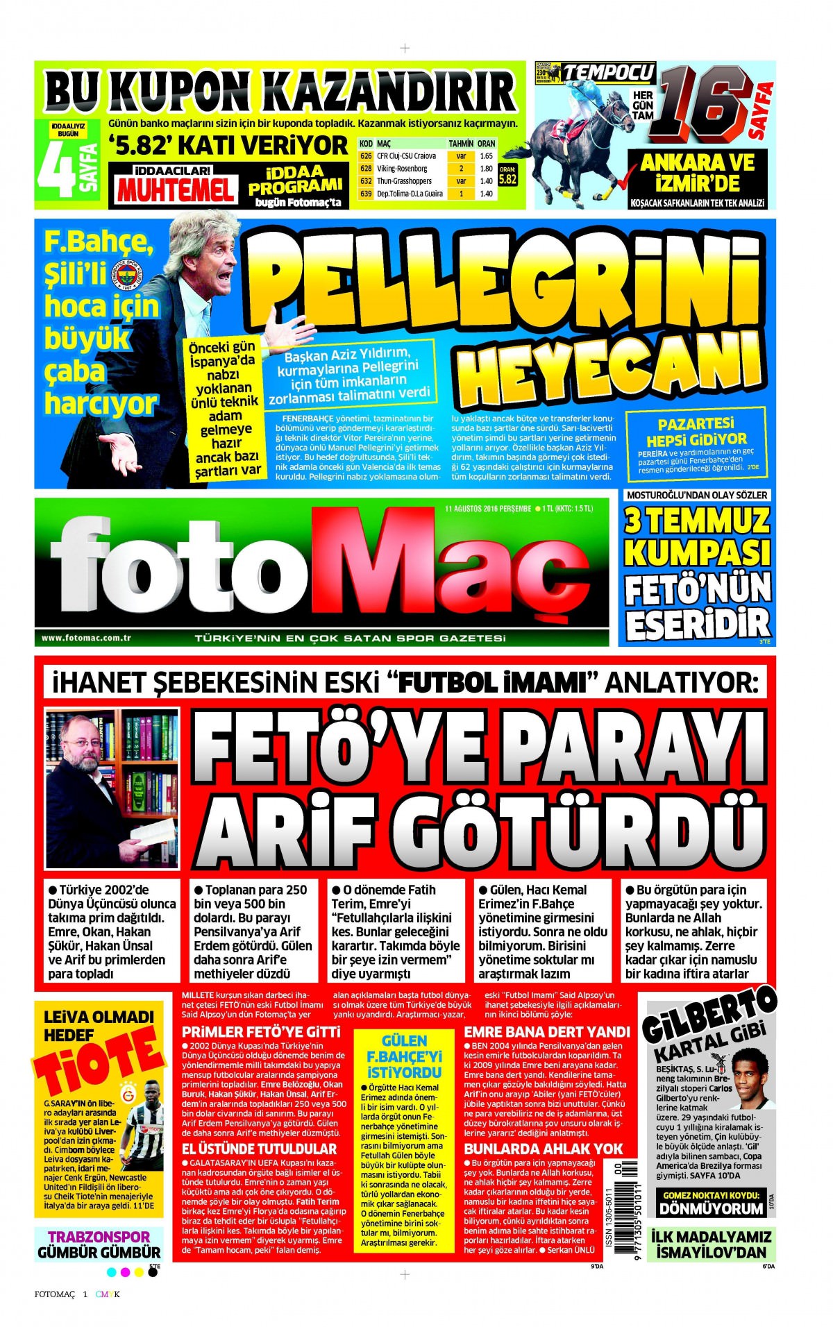 11 Ağustos 2016 gazete manşetleri - 722