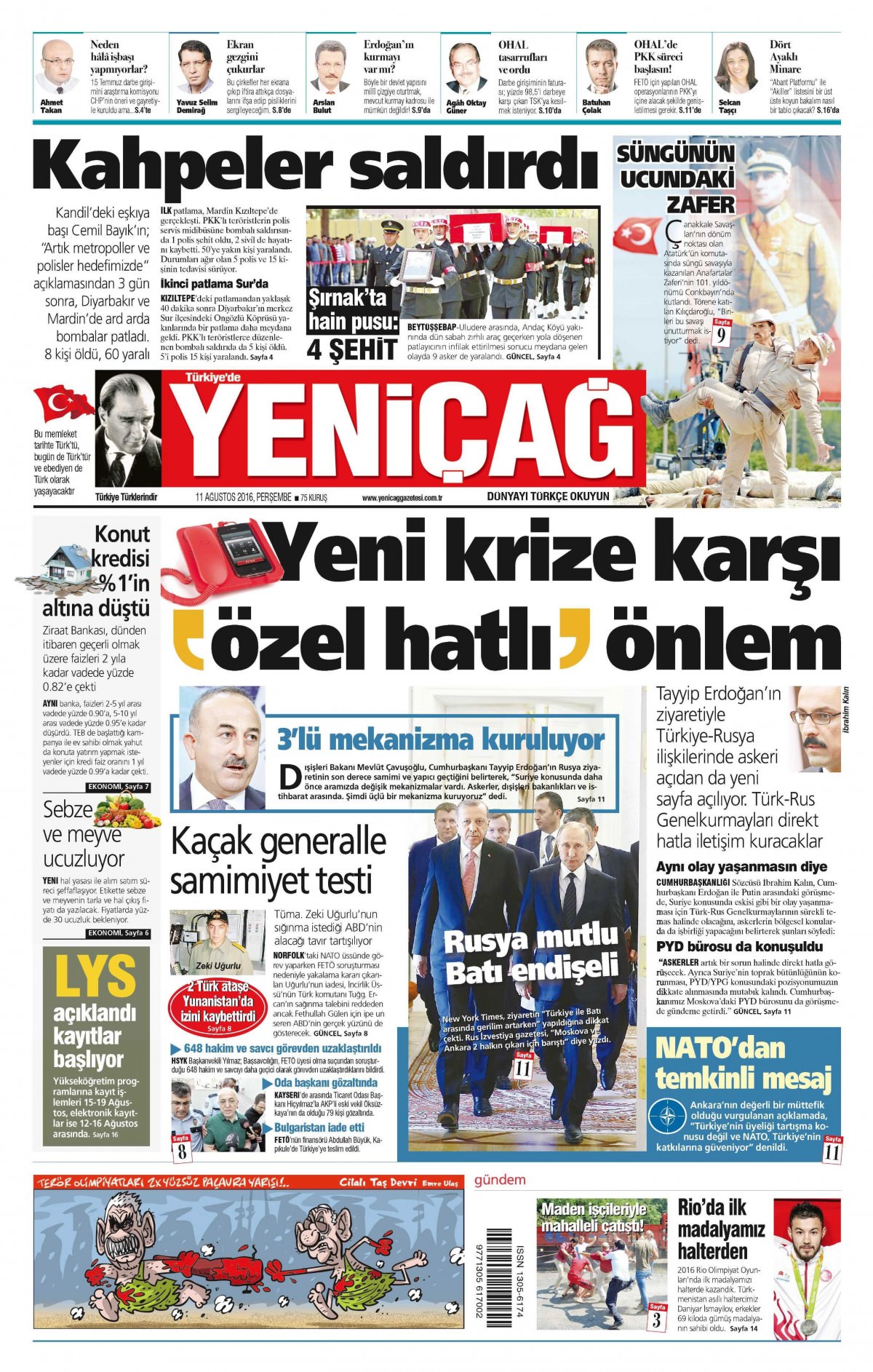 11 Ağustos 2016 gazete manşetleri - 691