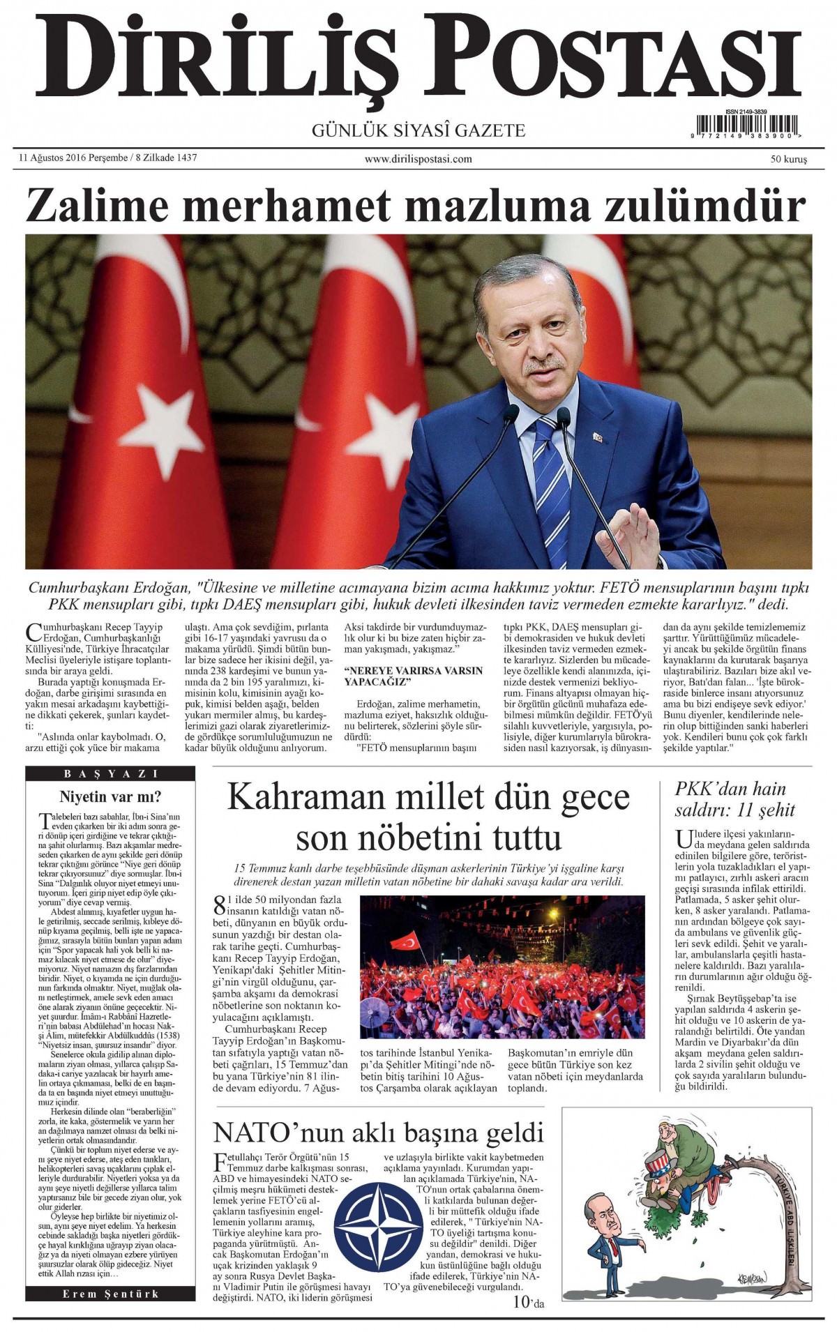 11 Ağustos 2016 gazete manşetleri - 635