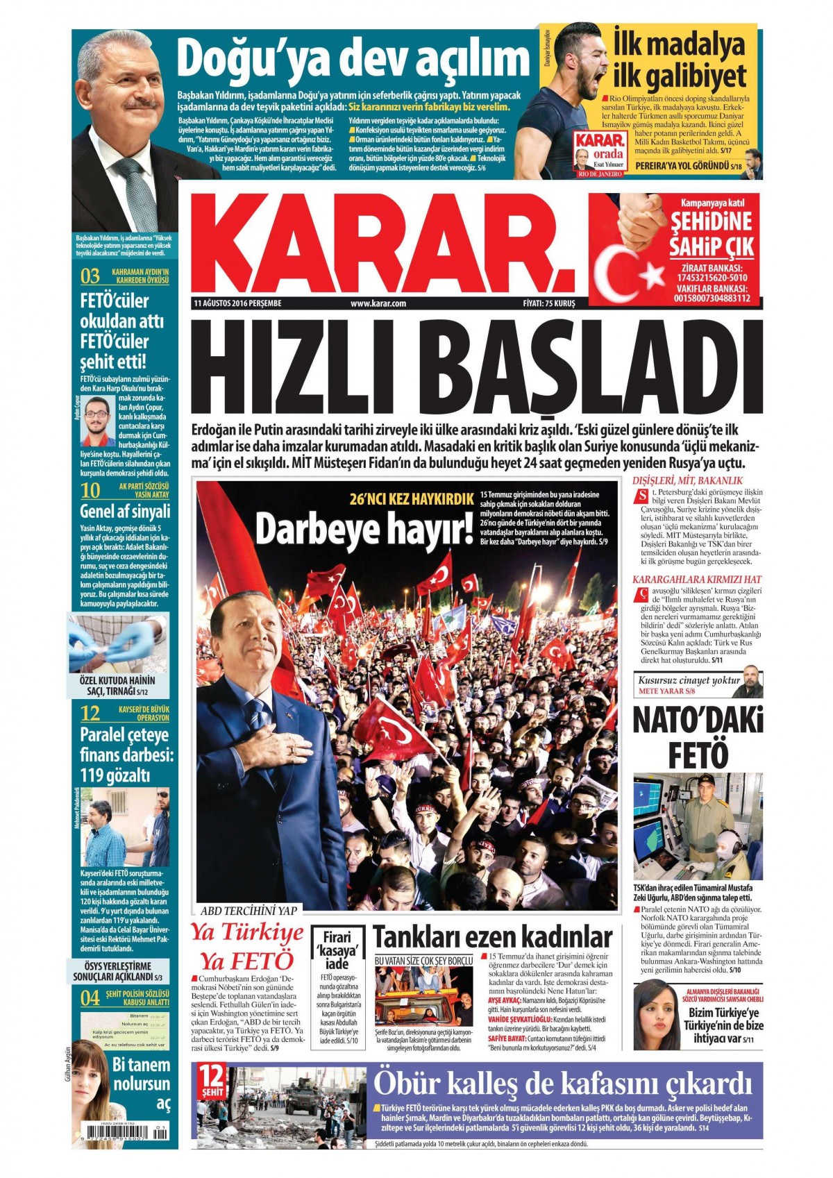 11 Ağustos 2016 gazete manşetleri - 857