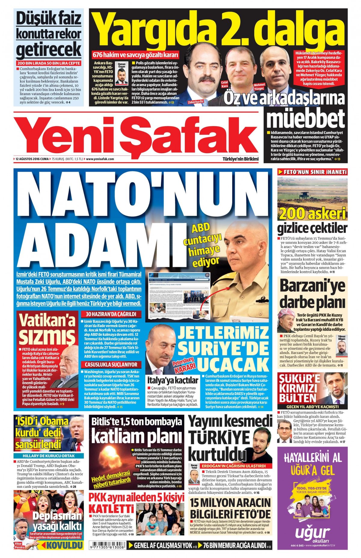 12 Ağustos 2016 gazete manşetleri - 733
