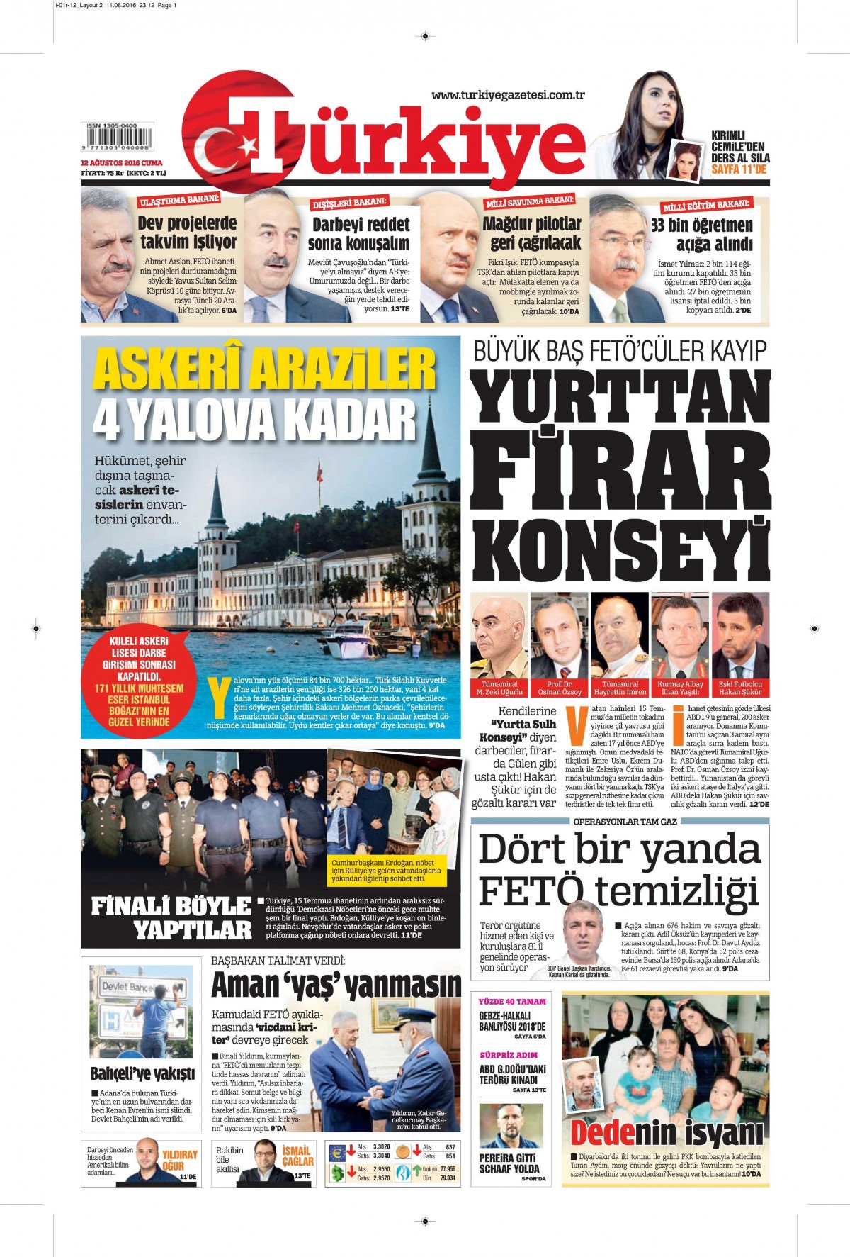 12 Ağustos 2016 gazete manşetleri - 761